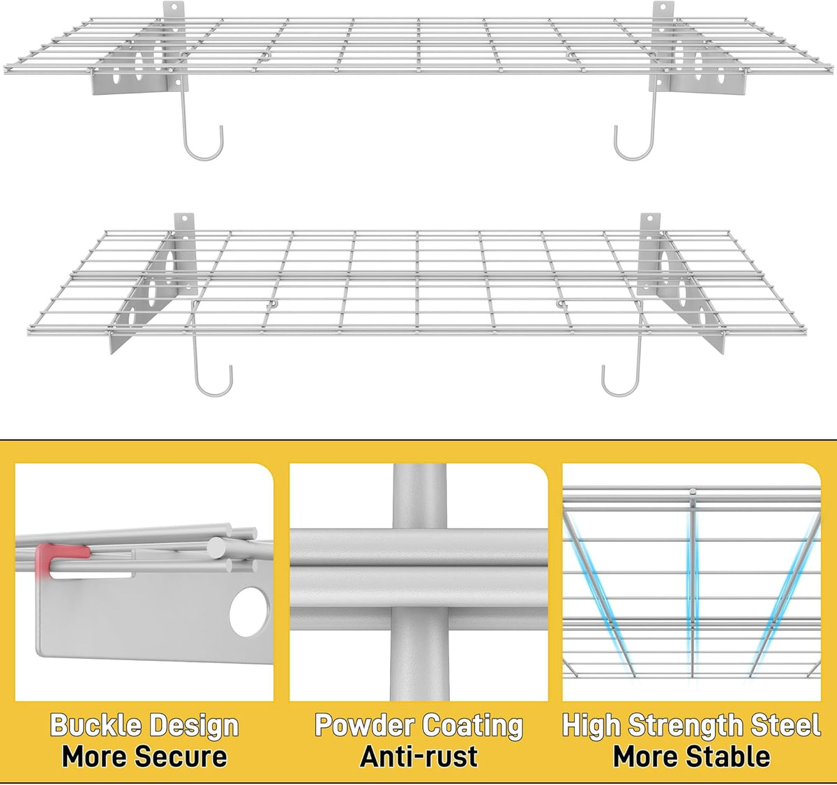 Ultrawall Garage Wall Shelves, 2 x 4 ft Wall Mounted Storage Shelves, Heavy Duty Wall Shelving with