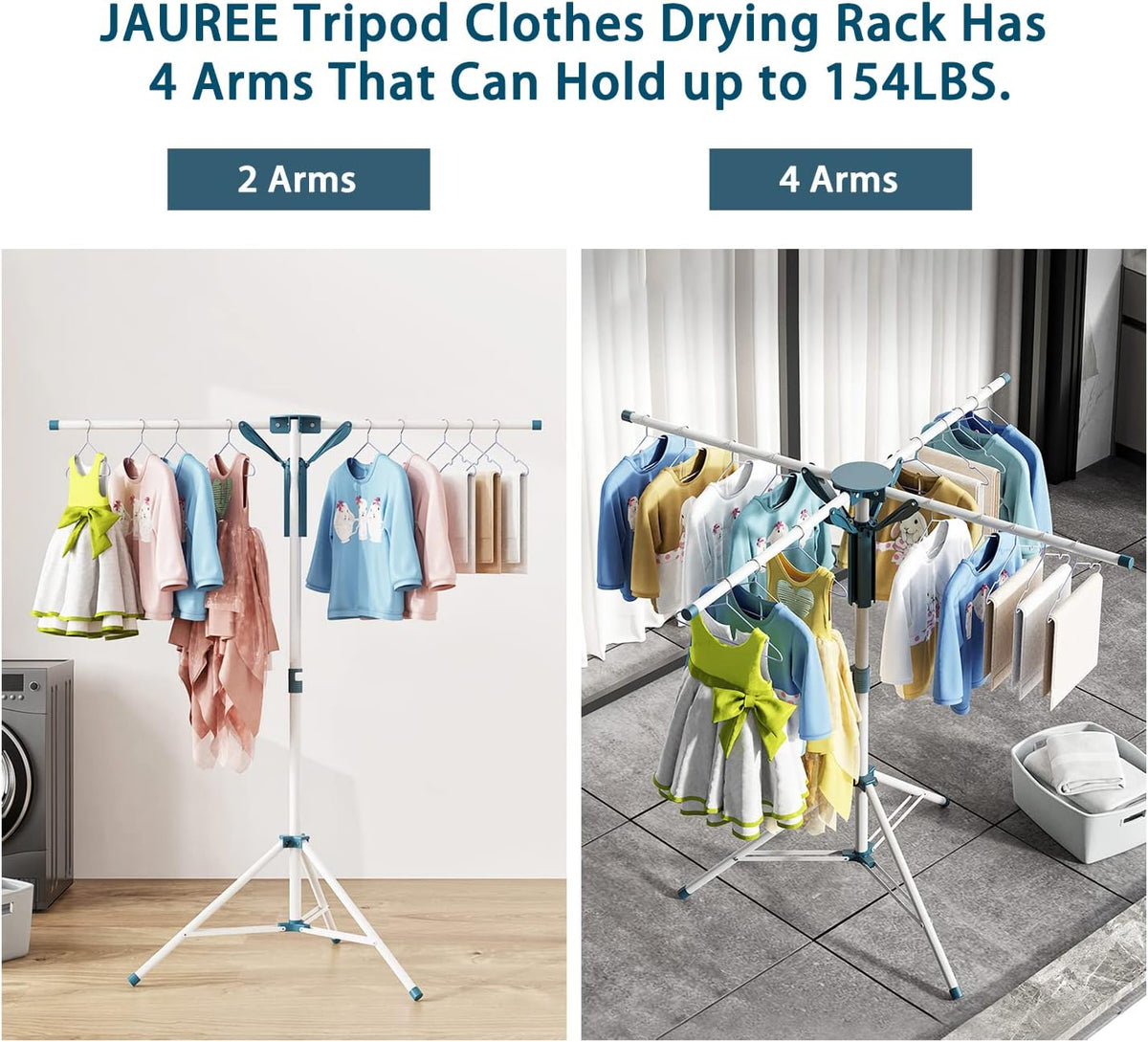 JAUREE Tripod Clothes Drying Rack Folding Indoor, Portable Drying Rack Clothing and