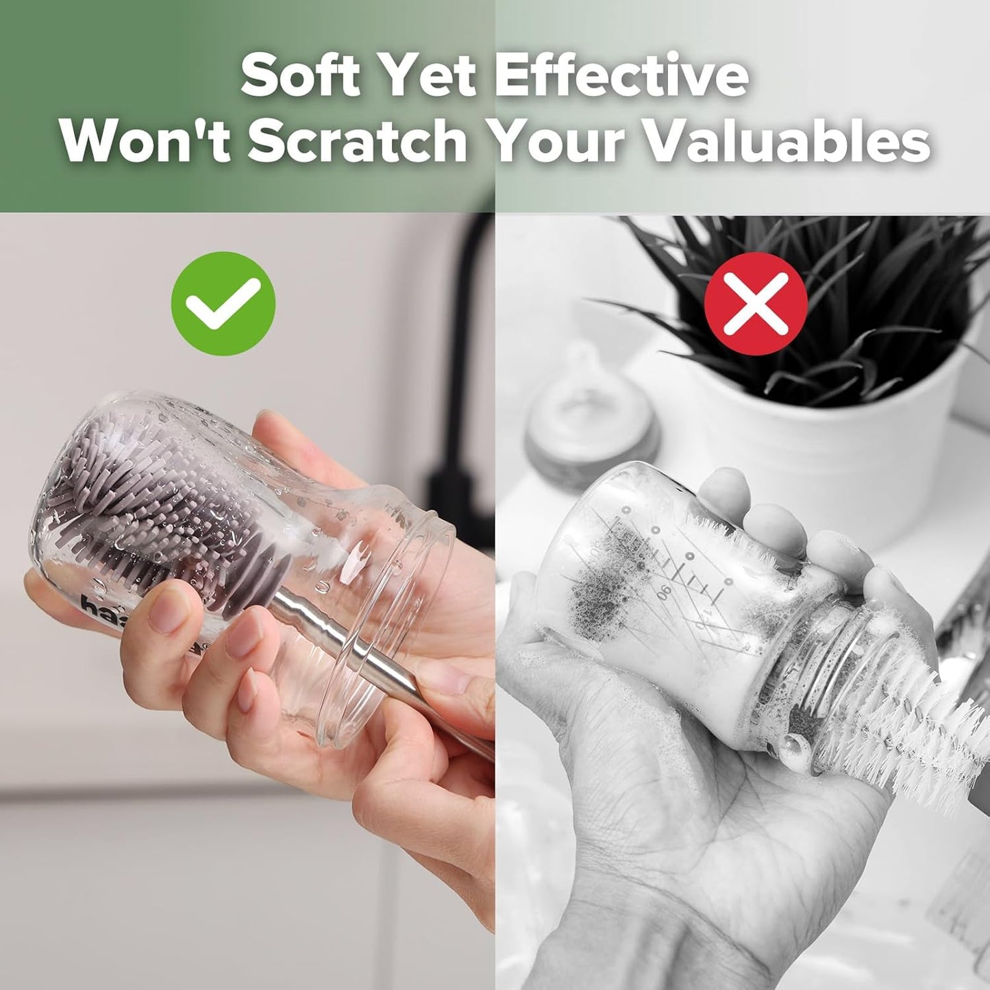 haakaa Silicone Cleaning Brush Kit - SUVA Grey - Bottle Brush for Breast Pumps, Breast Milk