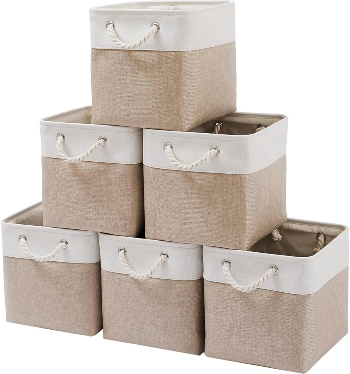 Mangata Canvas Storage Boxes, 11.8 Inch Cube Storage Bins Set of 6 for 12 Inch Cabinets, Fabric
