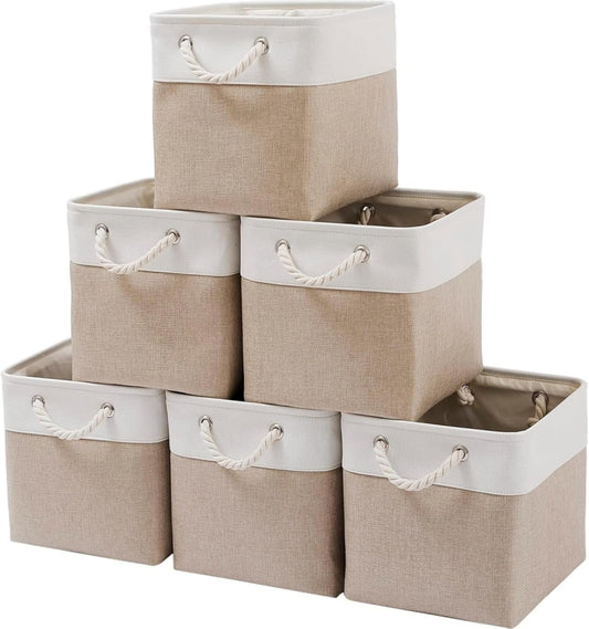 Mangata Canvas Storage Boxes, 11.8 Inch Cube Storage Bins Set of 6 for 12 Inch Cabinets, Fabric