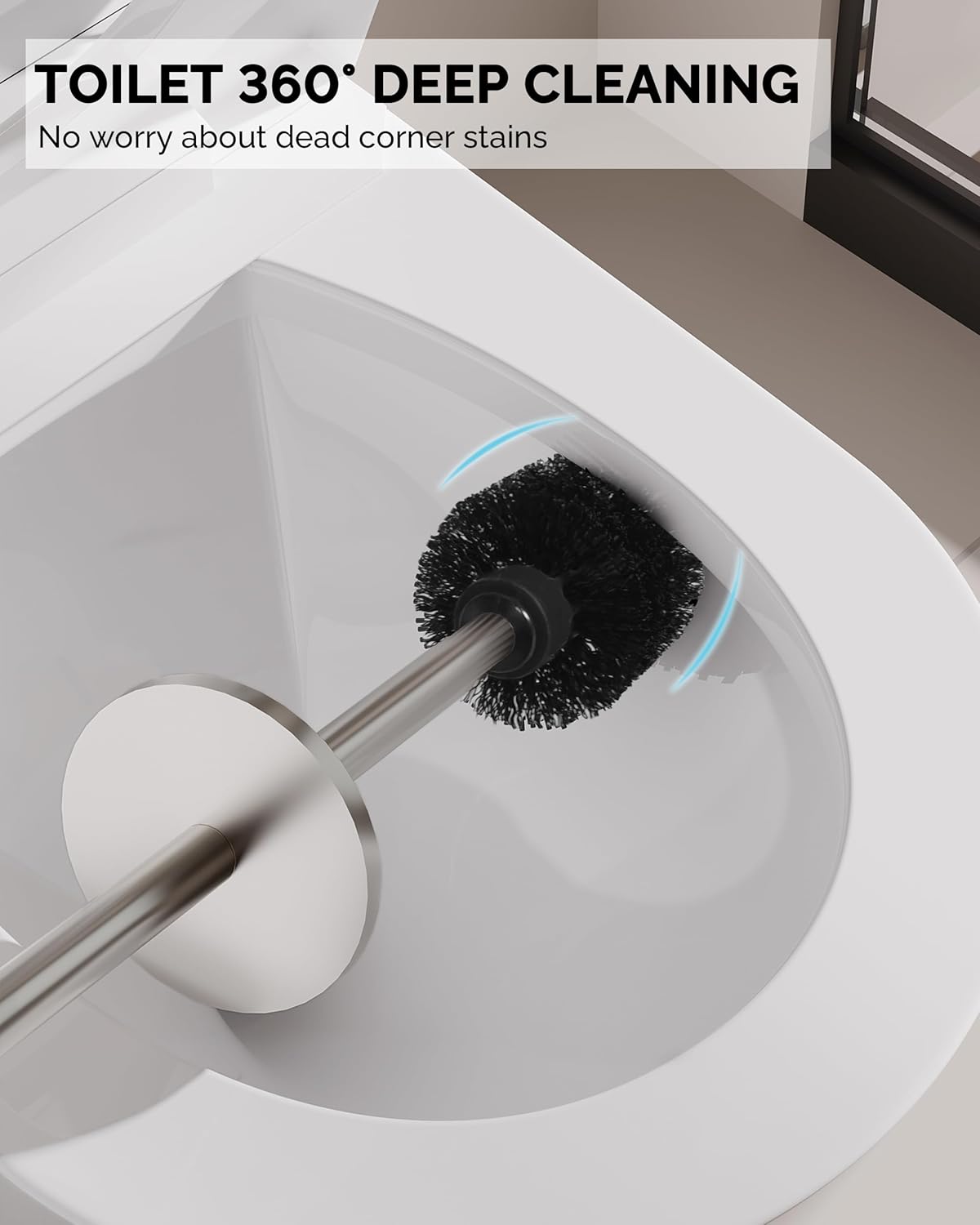 Toilet Brush and Holder Set, Stainless Steel Toilet Bowl Brush with Lid, Rust Proof Toilet Cleaner