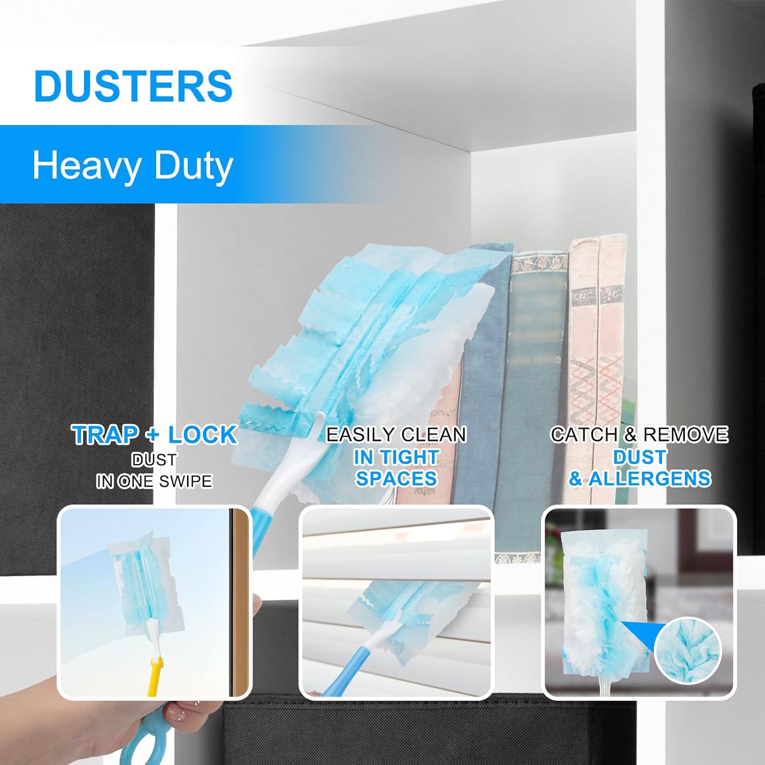 KeFanta Duster Refills for Swiffer Dusters, 180 Heavy Duty Multi Surface Refills & 1 Handle