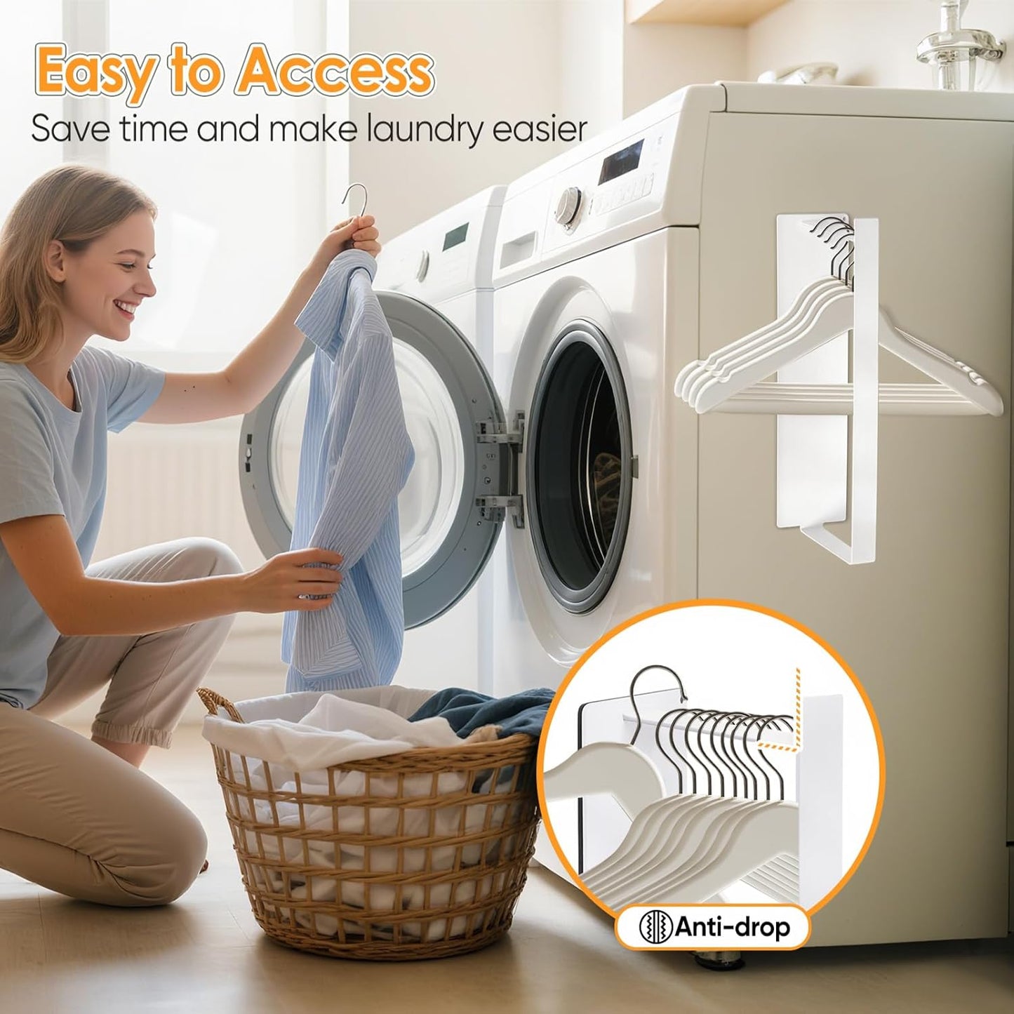 Magnetic Hanger Organizer, Strong Magnetic Hanger Holder for Washing Machine Dryer, Laundry Room