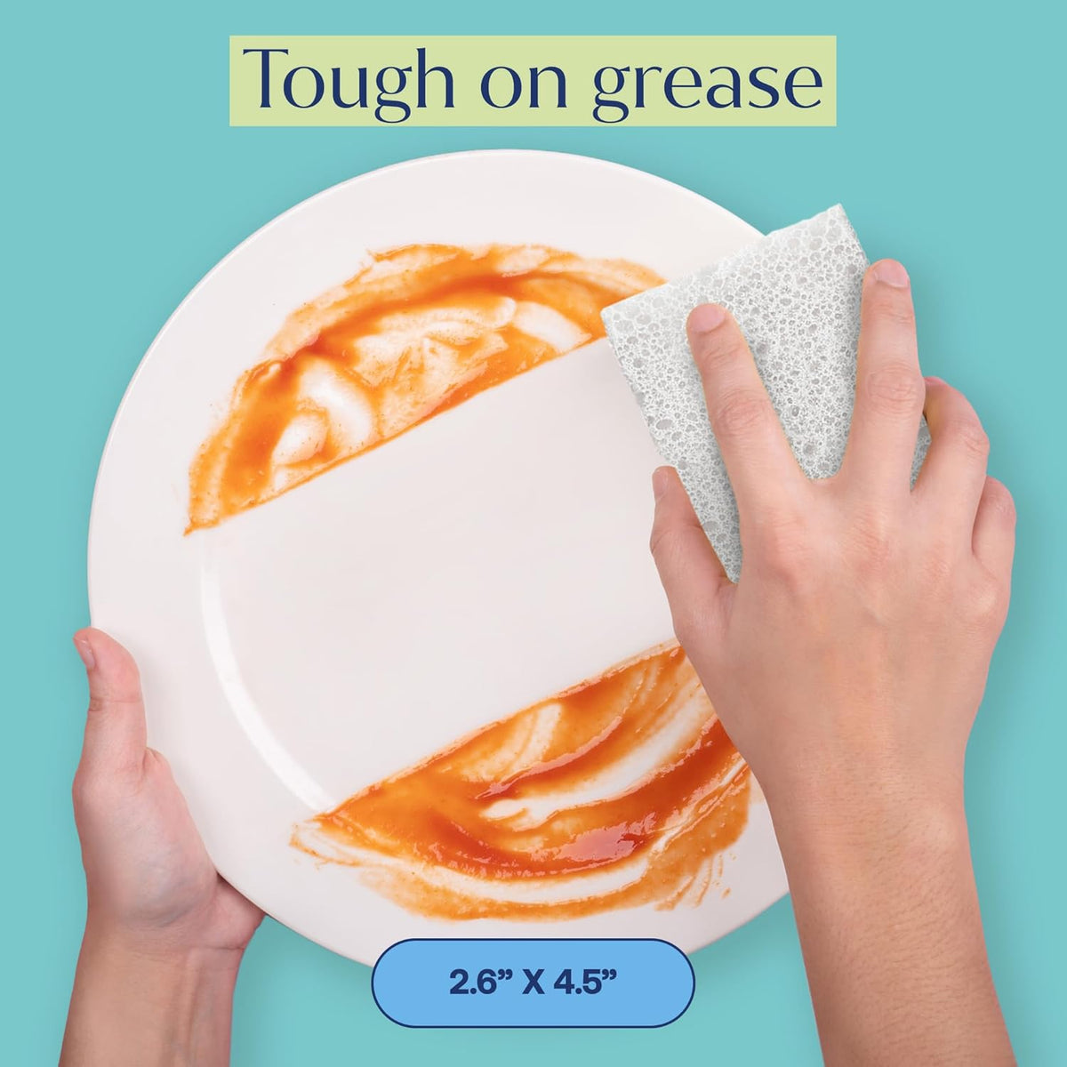 FabTab Coconut and Cellulose Sponges, Plant-Based, Non-Scratch Cleaning Sponges for Dishes, Sinks
