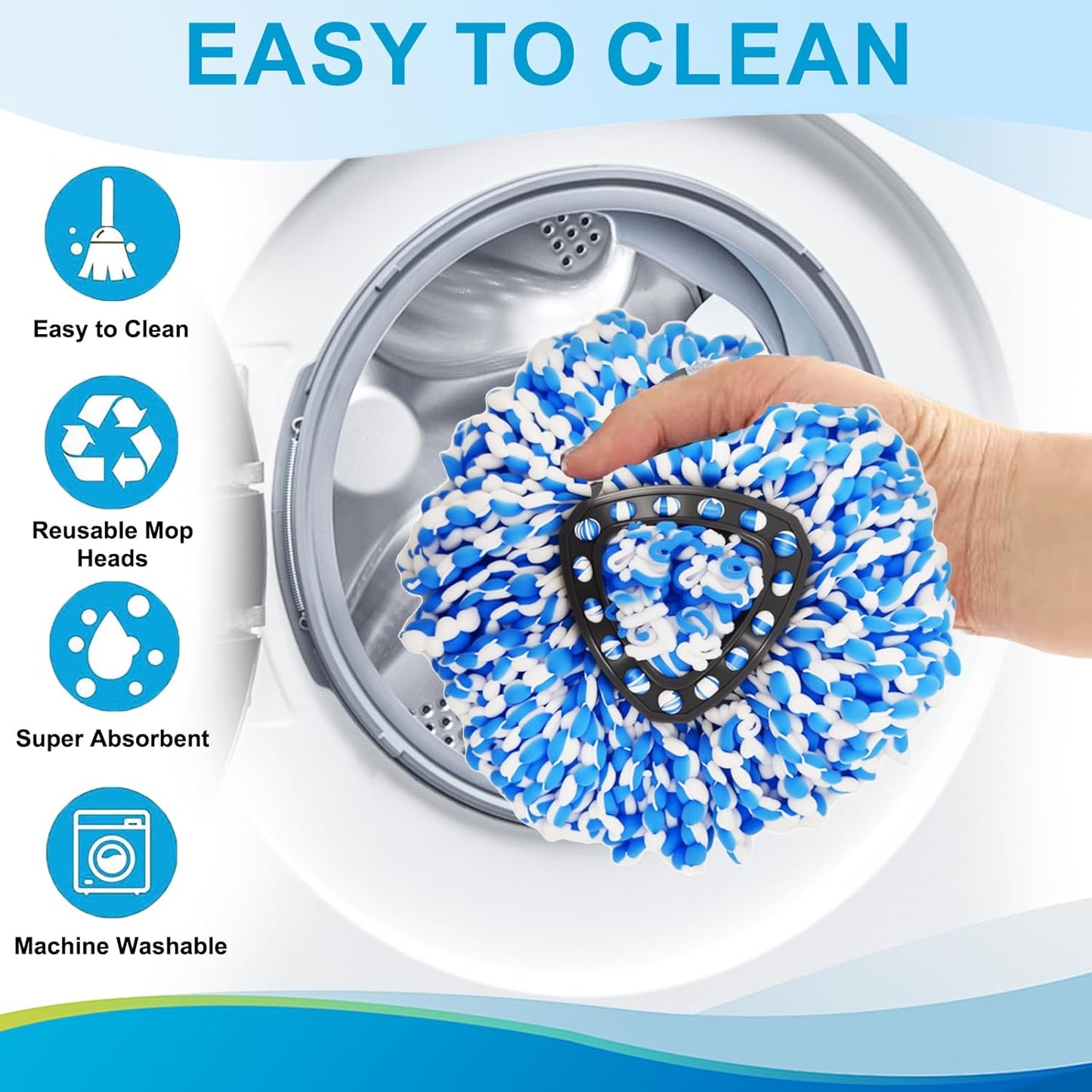 8-Pack Reusable Mop Head Replacement for O Cedar RinseClean 2-Tank System, Microfiber Spin Mop