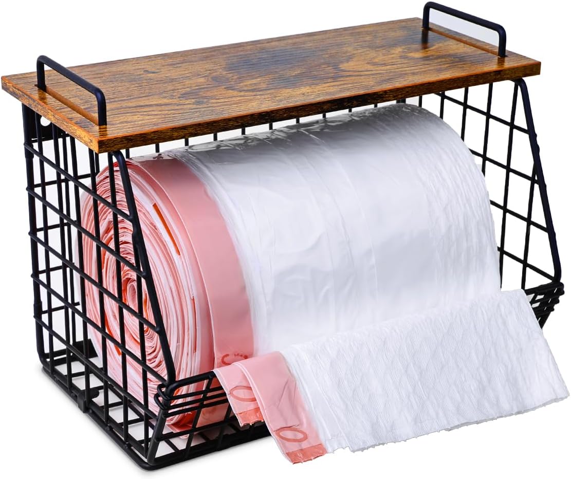 Extra Large Trash Bag Holder Under Sink, Wall Mounted Garbage Bag Dispenser Roll Holder for 13/33