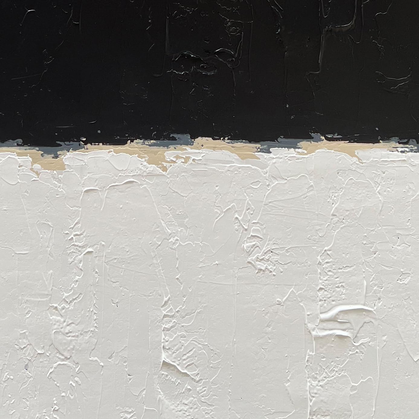 NANKAI Hand-Painted Black and White Wall Art, Minimalist Abstract Painting, Large Oil on Canvas