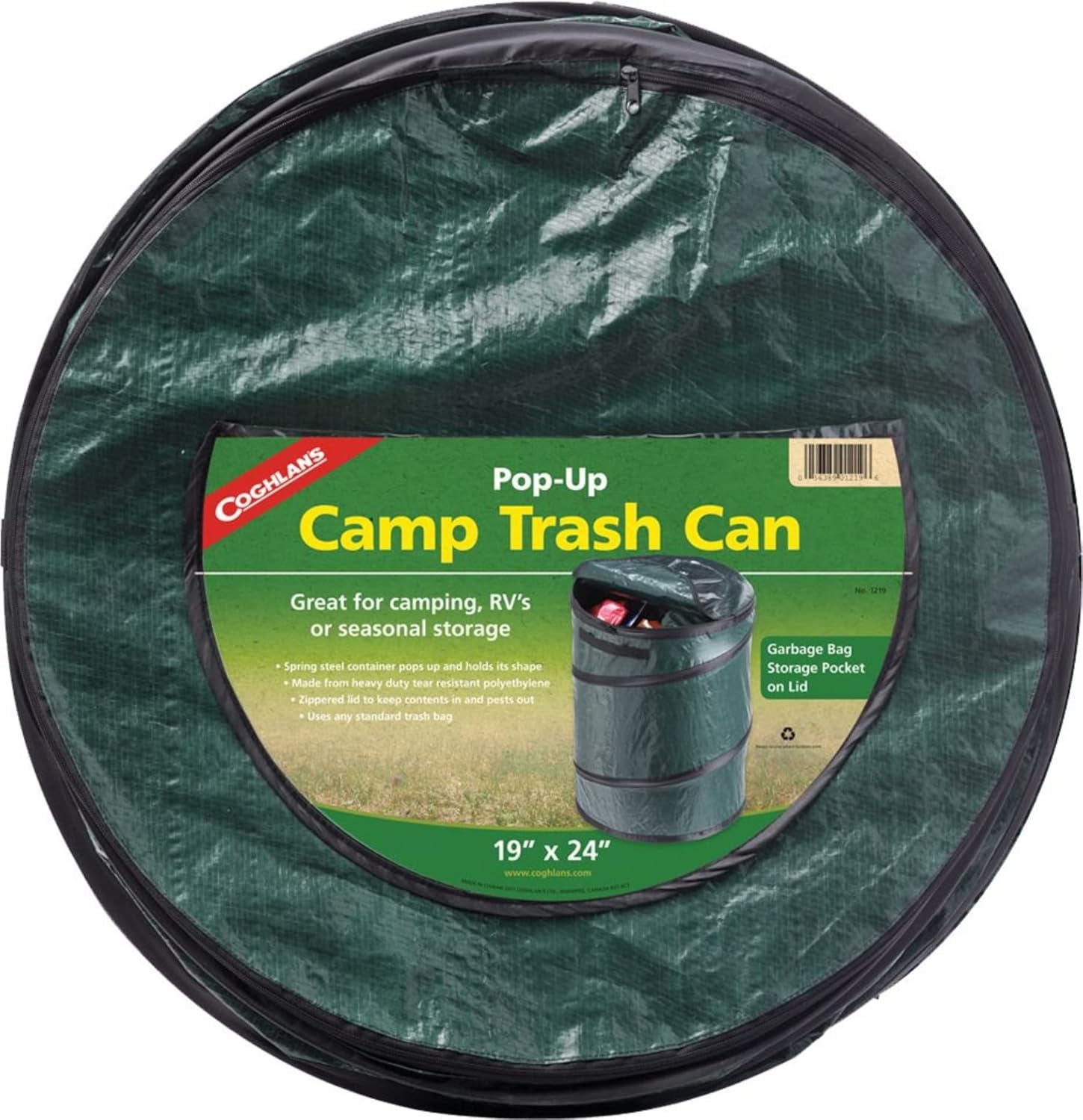 Coghlan's Pop-Up Lightweight Trash Can – Collapsible Waste Bin for Camping, RV, Outdoor Events, and