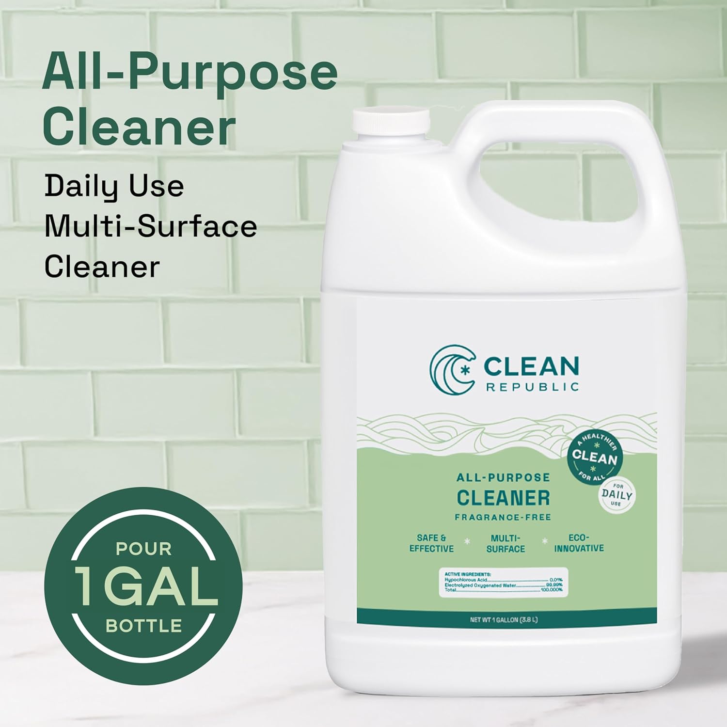 Clean Republic All-Purpose Cleaner, Daily Use Cleaner for Kitchens, Bathrooms, and More, 1 Gallon