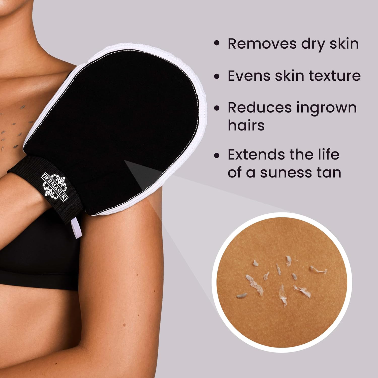 Dermasuri - Deep Exfoliating Glove - Korean Exfoliating Mitt - Reusable Body Scrubber for Shower