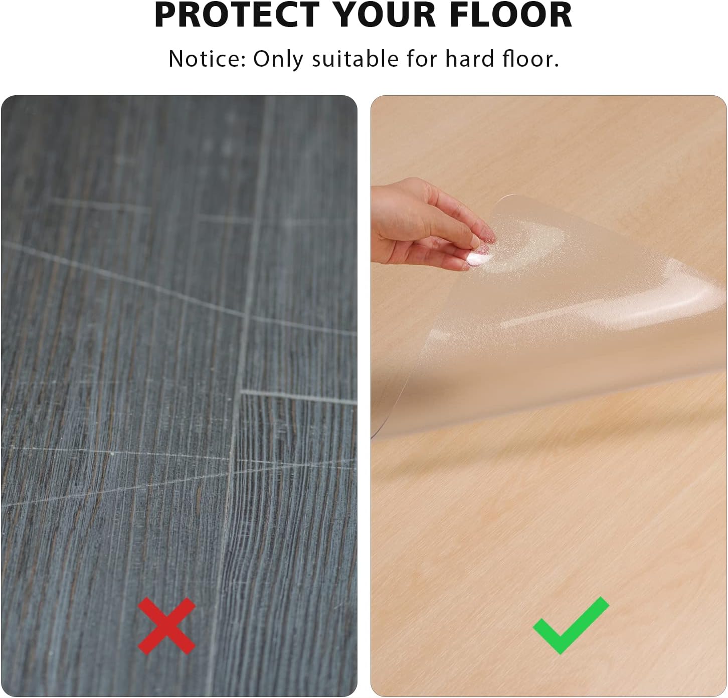 Floor Mats for Home, 5'×7' Clear Area Rug for Dining Room, Durable Non-Slip Hard Floor Living Room