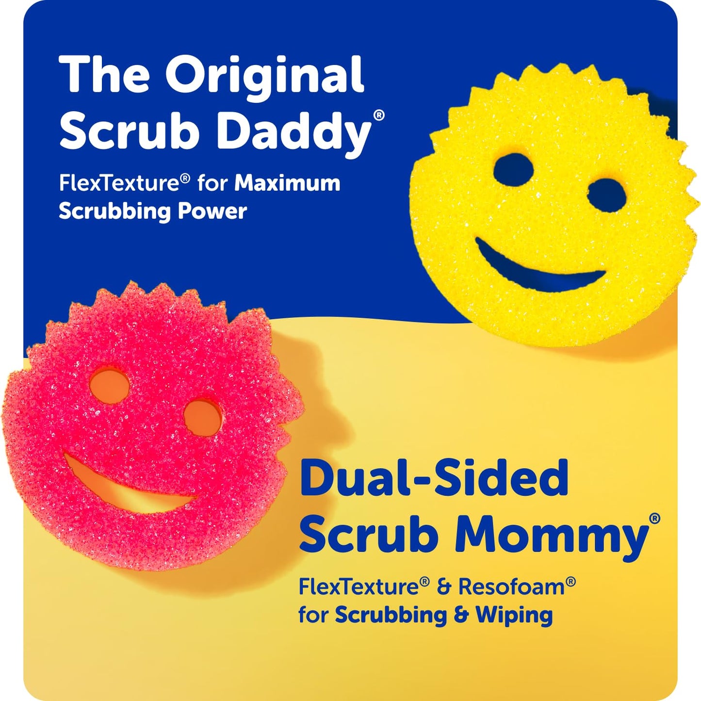 Scrub Mommy Kitchen Sponges - Dual-Sided Dish Sponges for Scrubbing - Non-Scratch Cleaning Sponges