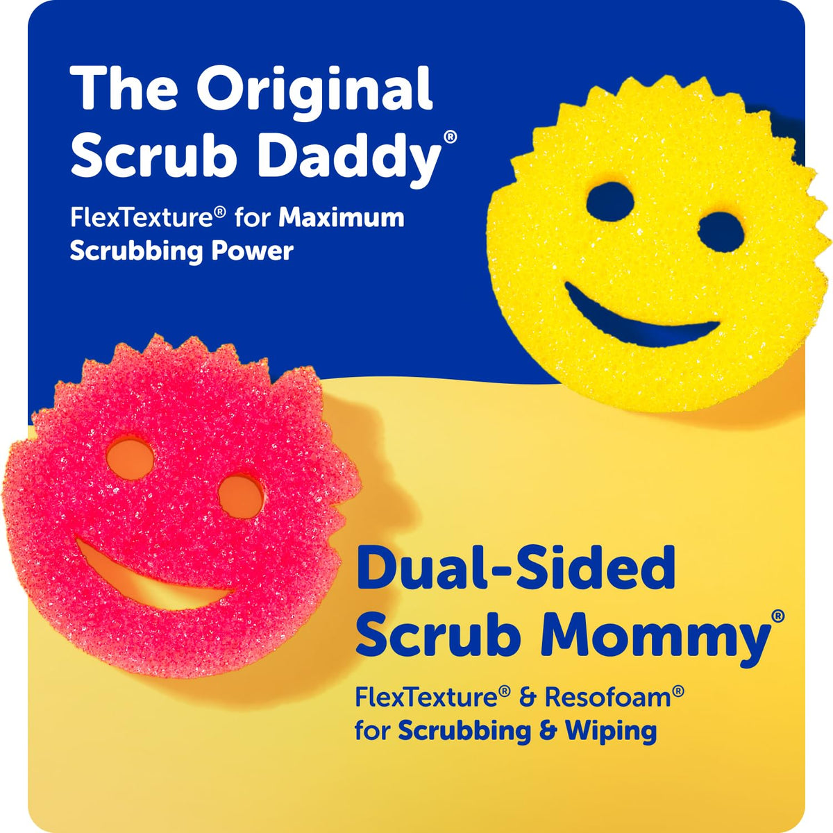 Scrub Mommy Kitchen Sponges - Dual-Sided Dish Sponges for Scrubbing - Non-Scratch Cleaning Sponges
