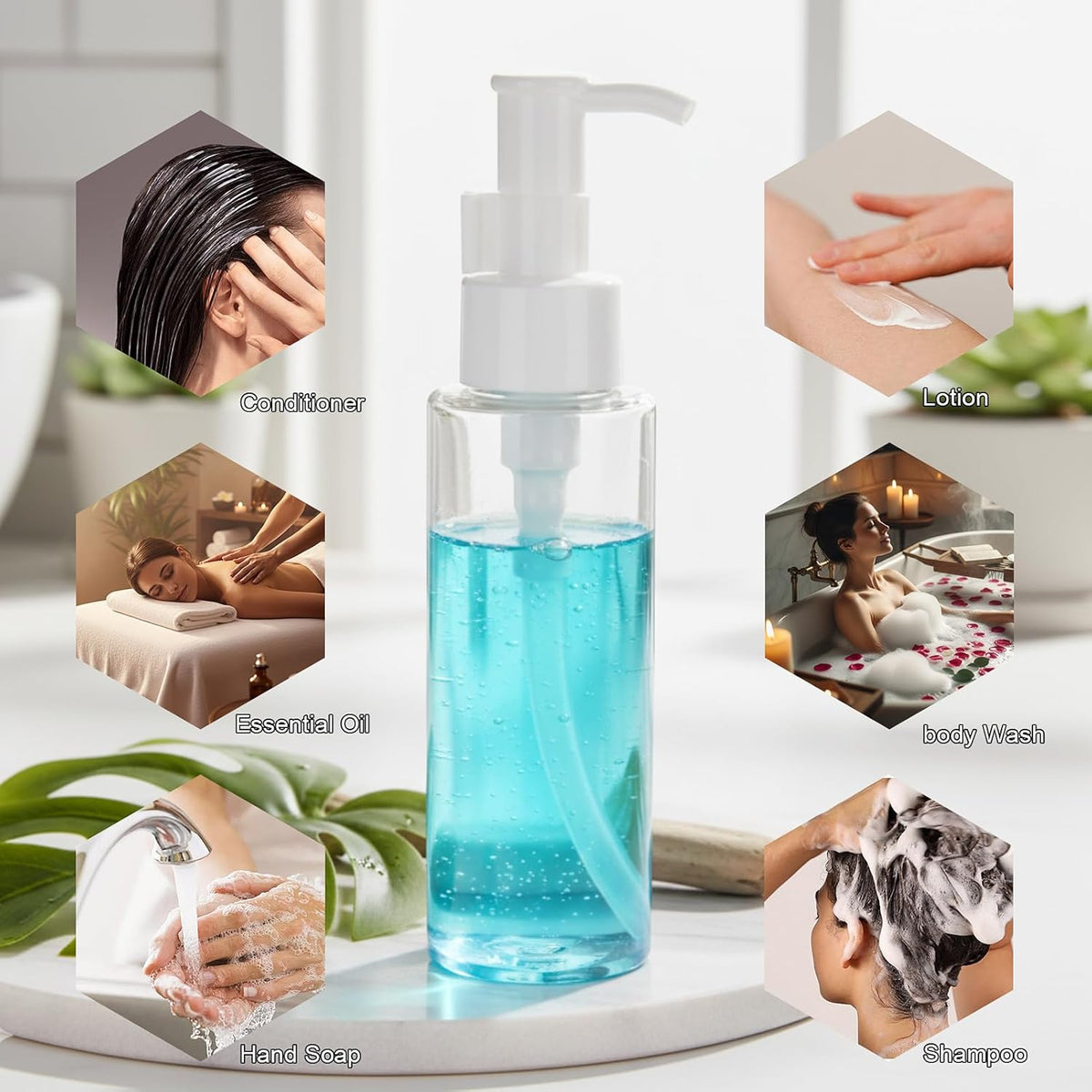 10 Pack 3.4 Oz/100ml Travel Pump Bottle TSA Approved Empty Plastic Pump Bottles Dispenser Portable