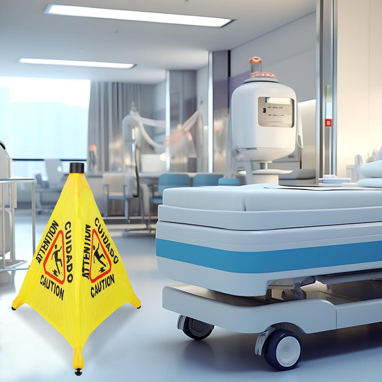 6 Pcs 20 inch Pop up Wet Floor Sign with Storage Tube, Wet Safety Signs Commercial Caution Safety