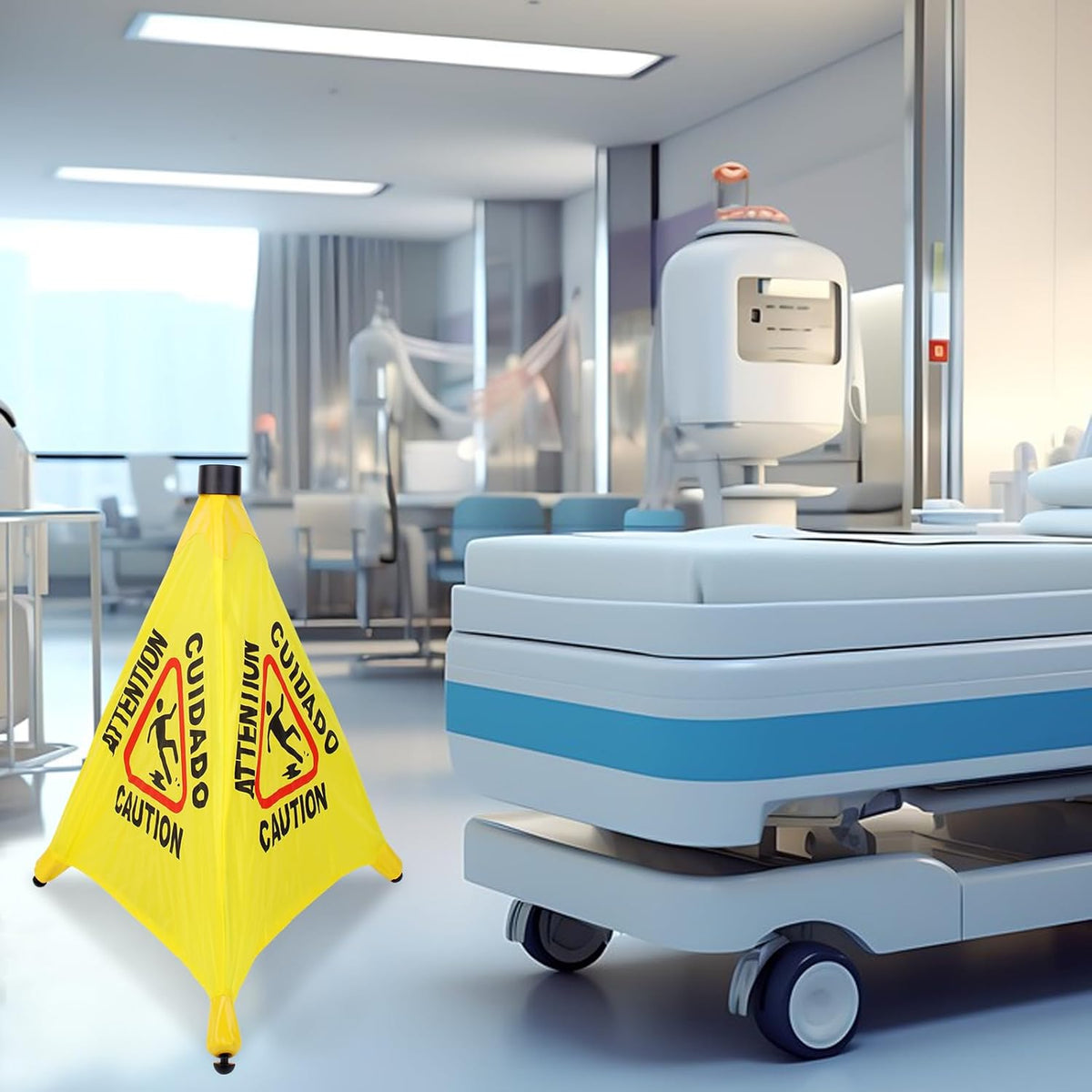 3 Pcs 20 inch Pop up Wet Floor Sign with Storage Tube, Wet Safety Signs Commercial Caution Safety
