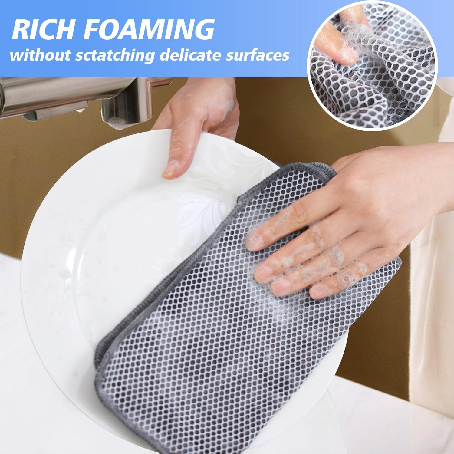 KinHwa Kitchen Washcloths for Dishes Absorbent Microfiber Dish Cloths Quick Dry Dish Rags with Poly