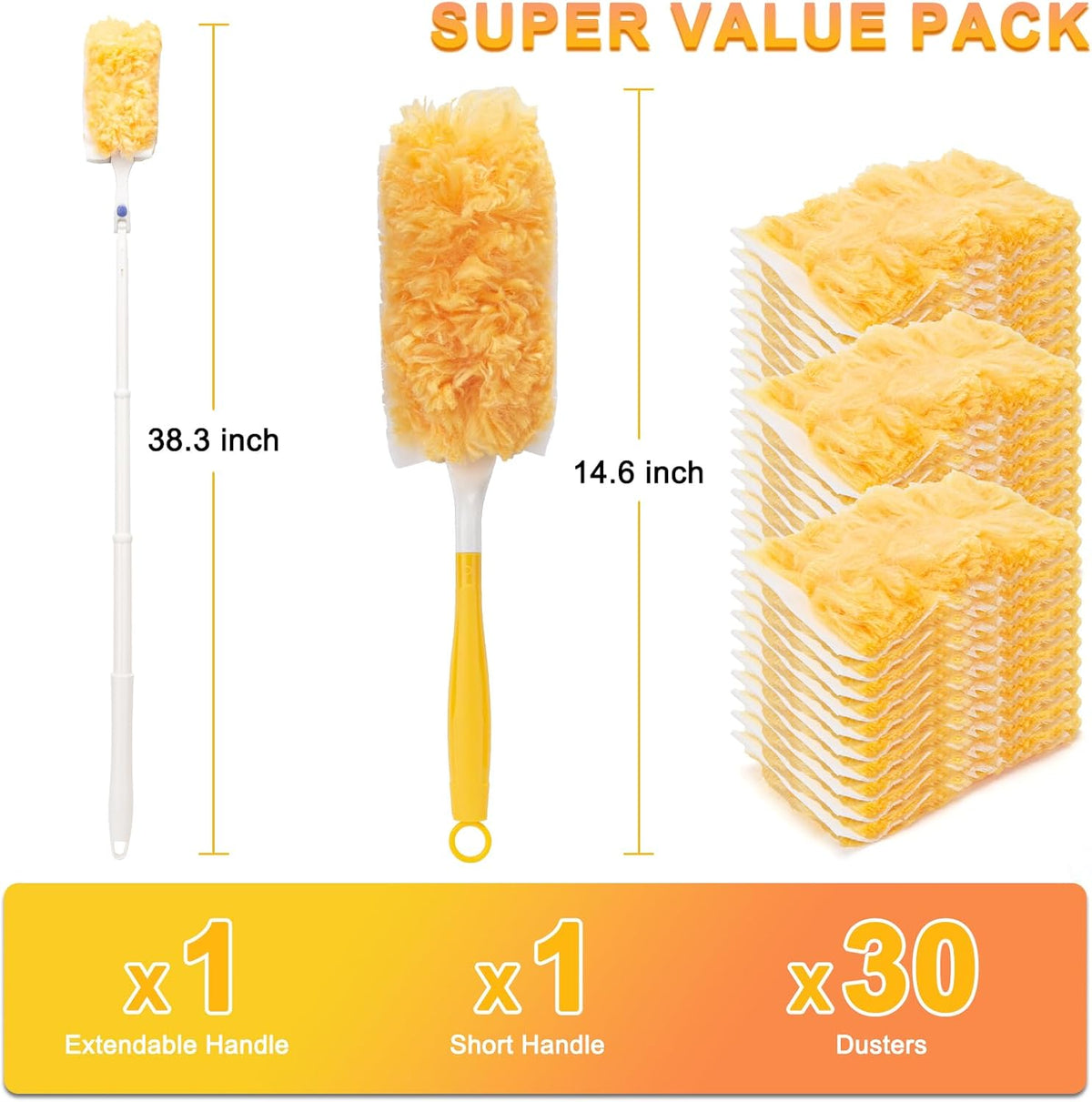 KeFanta 360° Heavy Duty Duster Refills Compatible with Swiffer Duster, Disposable Dusting Kit for