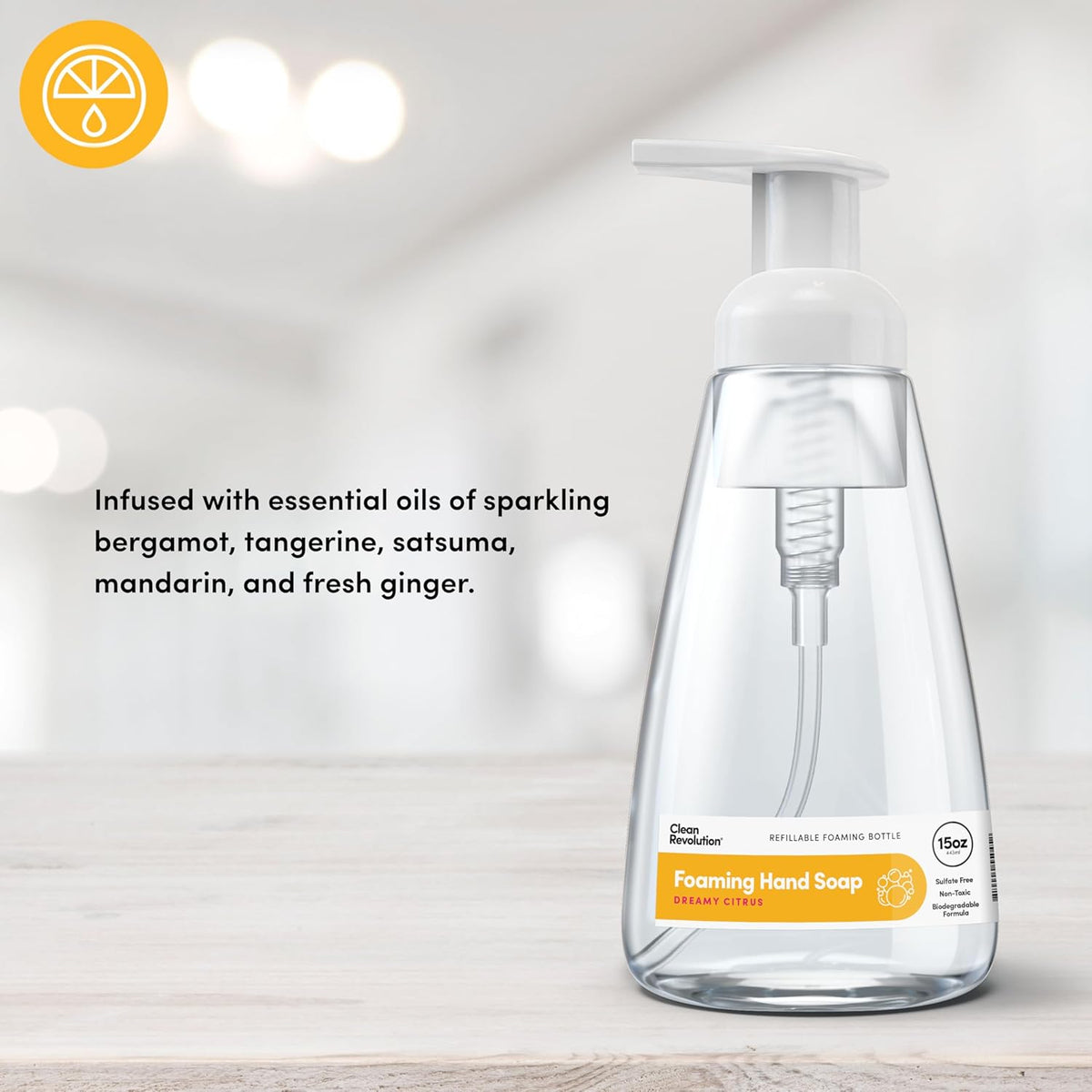 Clean Revolution Ready to Use Foaming Hand Soap | Three Pack | Jumbo 15oz Bottles | Gentle