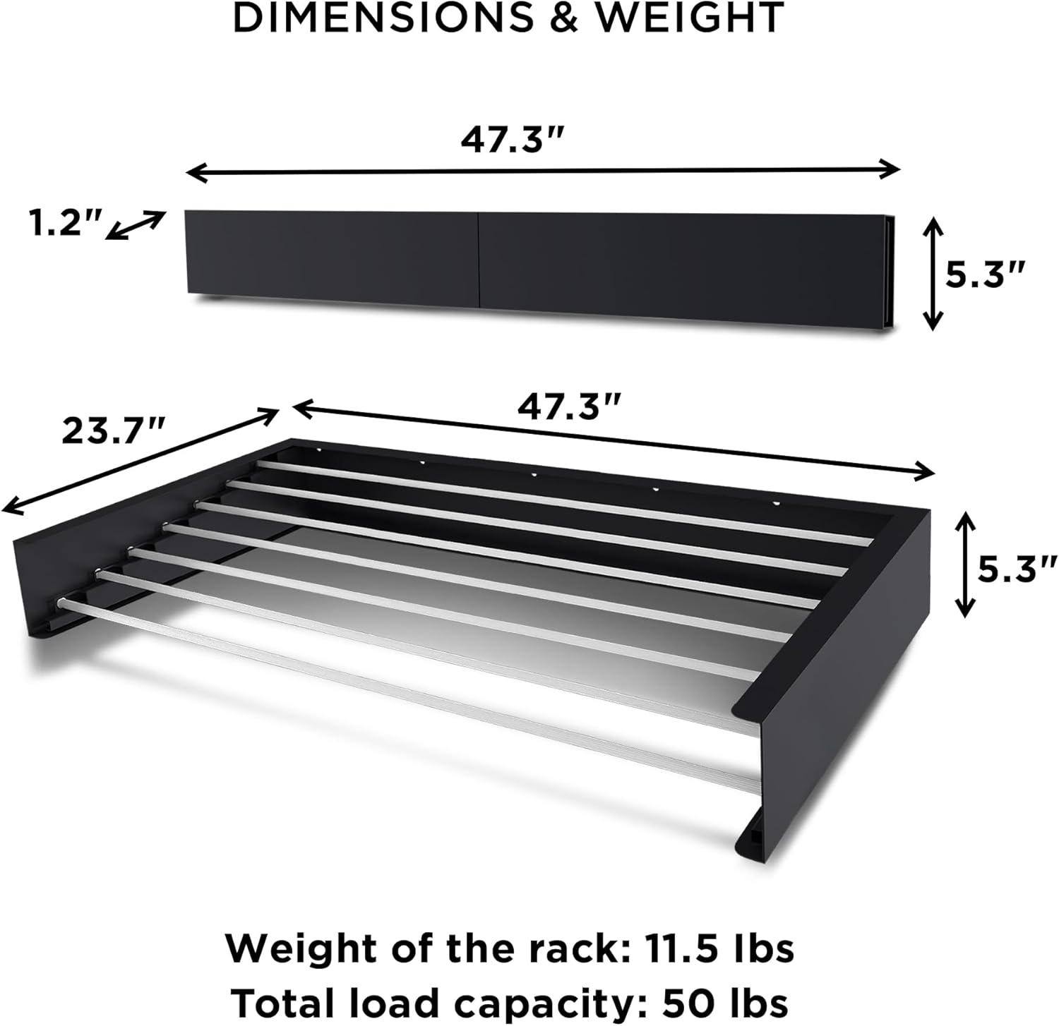 Step Up Laundry Drying Rack (Extra Large: 47 Inches, 12 Lbs), Wall Mounted, Retractable Clothes