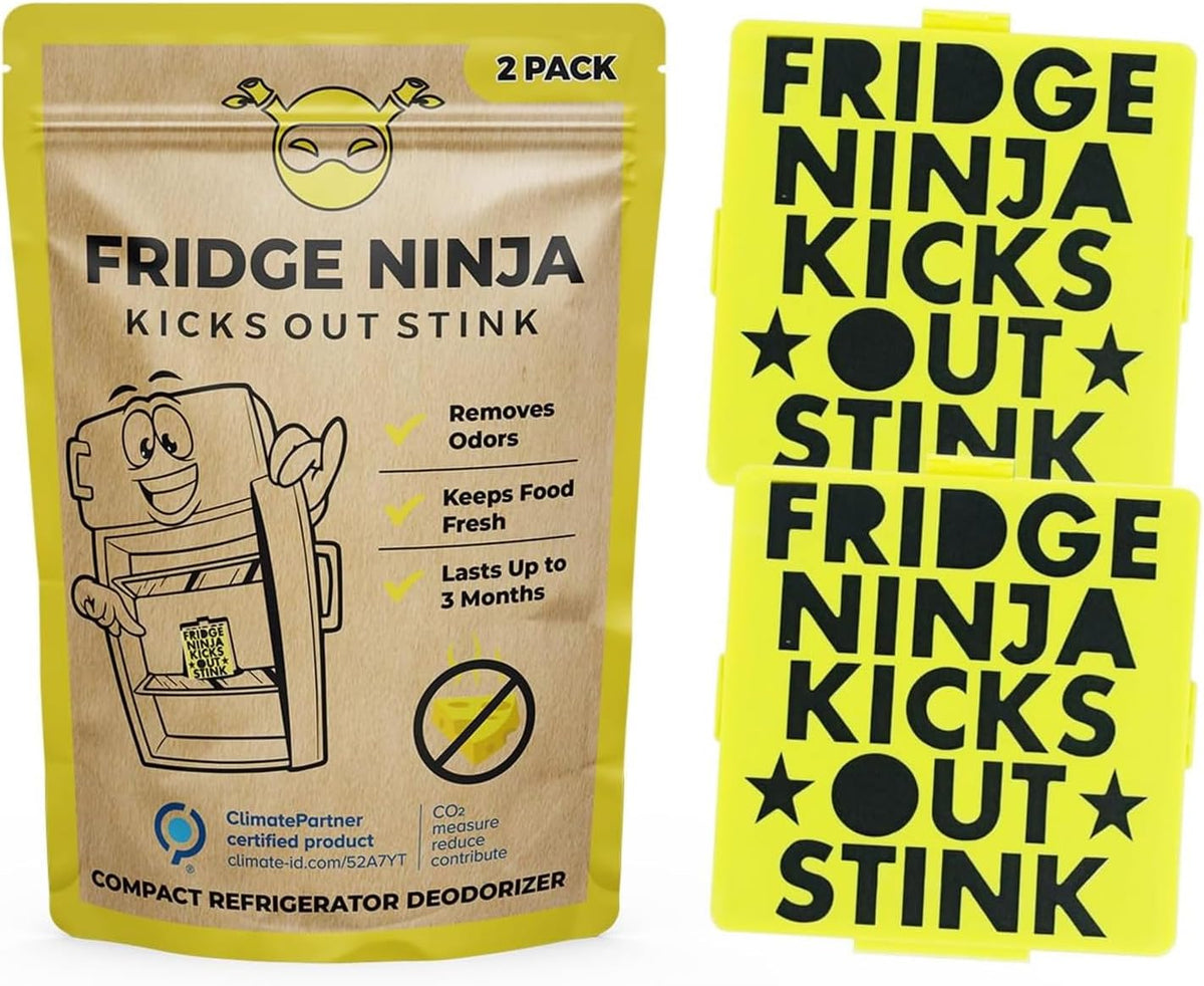 Fridge Ninja Compact Fridge Deodorizer (2 Pack) - More Effective Than Baking Soda - Compact Size