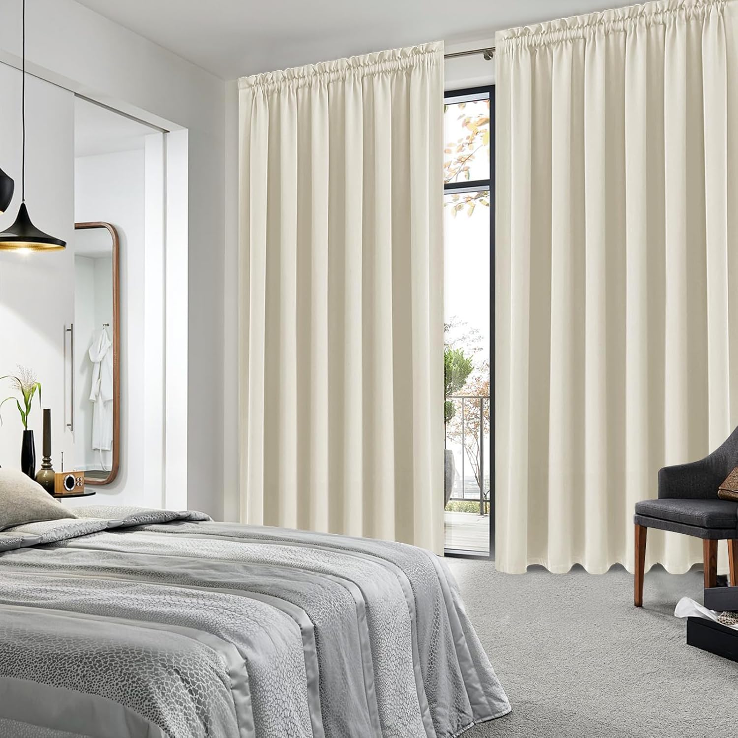 DWCN Blackout Curtains for Living Room Thermal Insulated, Energy Saving & Noise Reducing Bedroom