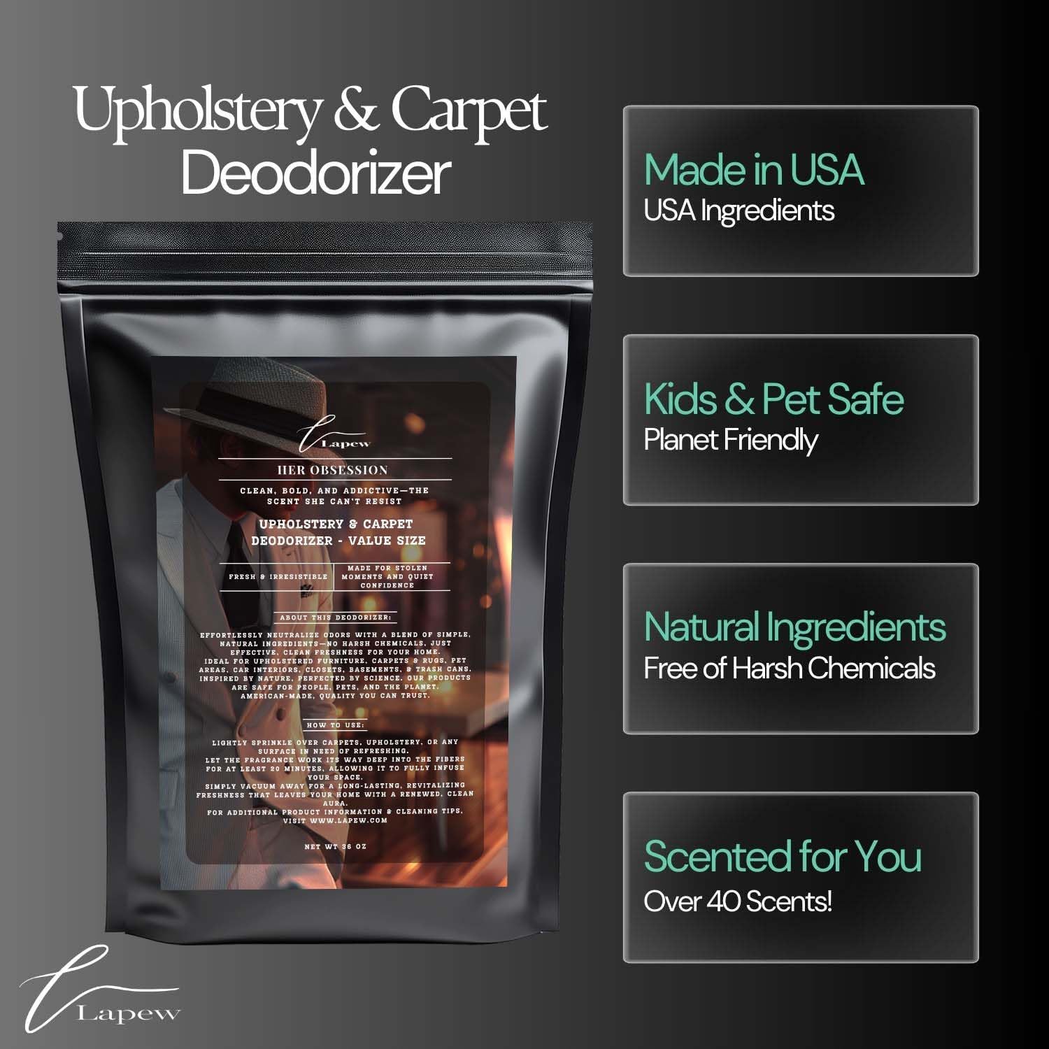 Her Obsession Carpet Freshener Powder Refill 36 oz | Powerful Odor Eliminator for Home | Upholstery