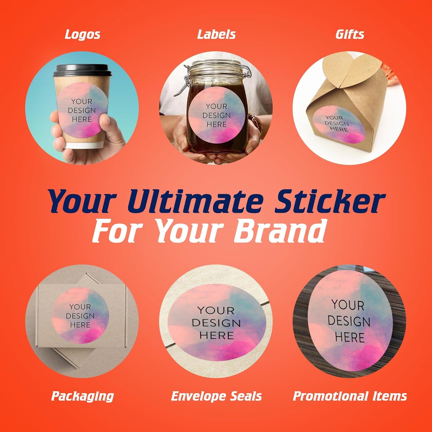 100 Custom Vinyl Stickers - Upload Your own Image, Text, Design, Logo - Personalized Logo Labels