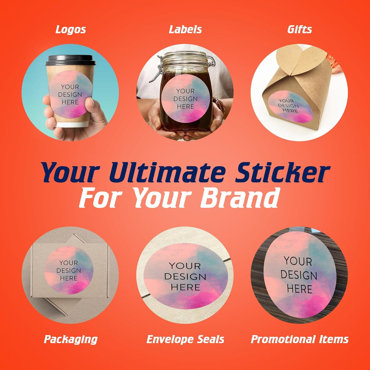 100 Custom Vinyl Stickers - Upload Your own Image, Text, Design, Logo - Personalized Logo Labels