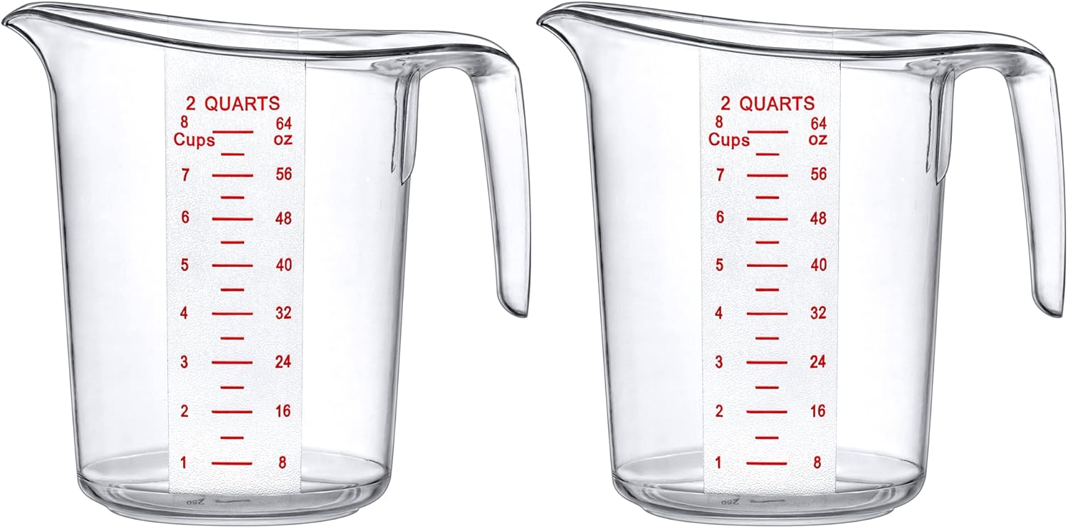 Amazing Abby - Melissa - 64-Ounce Plastic Measuring Pitcher (2-Pack), 8-Cup (2-Quart) Food-Grade