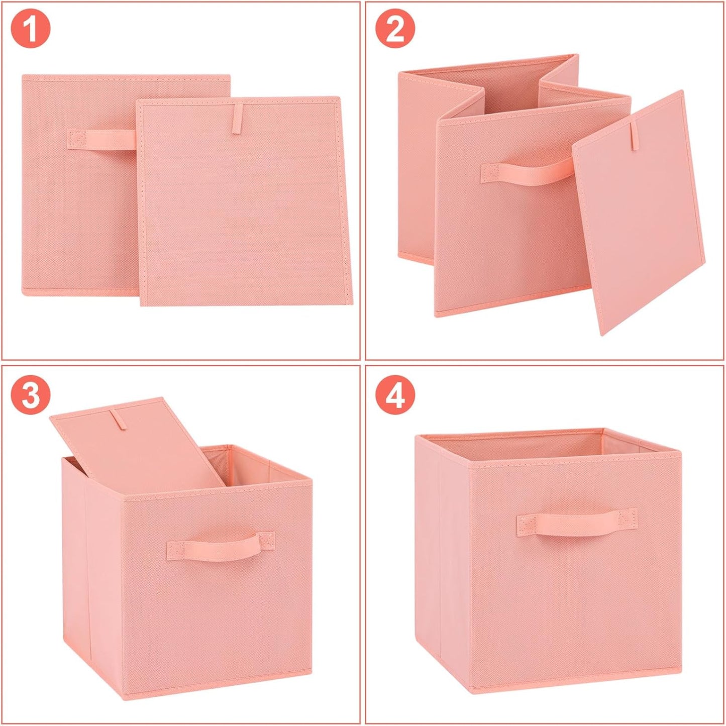Stero 13x13x13 Inch Fabric Storage Bins 6 Pack Fun Colored Durable Storage Cubes with Handles