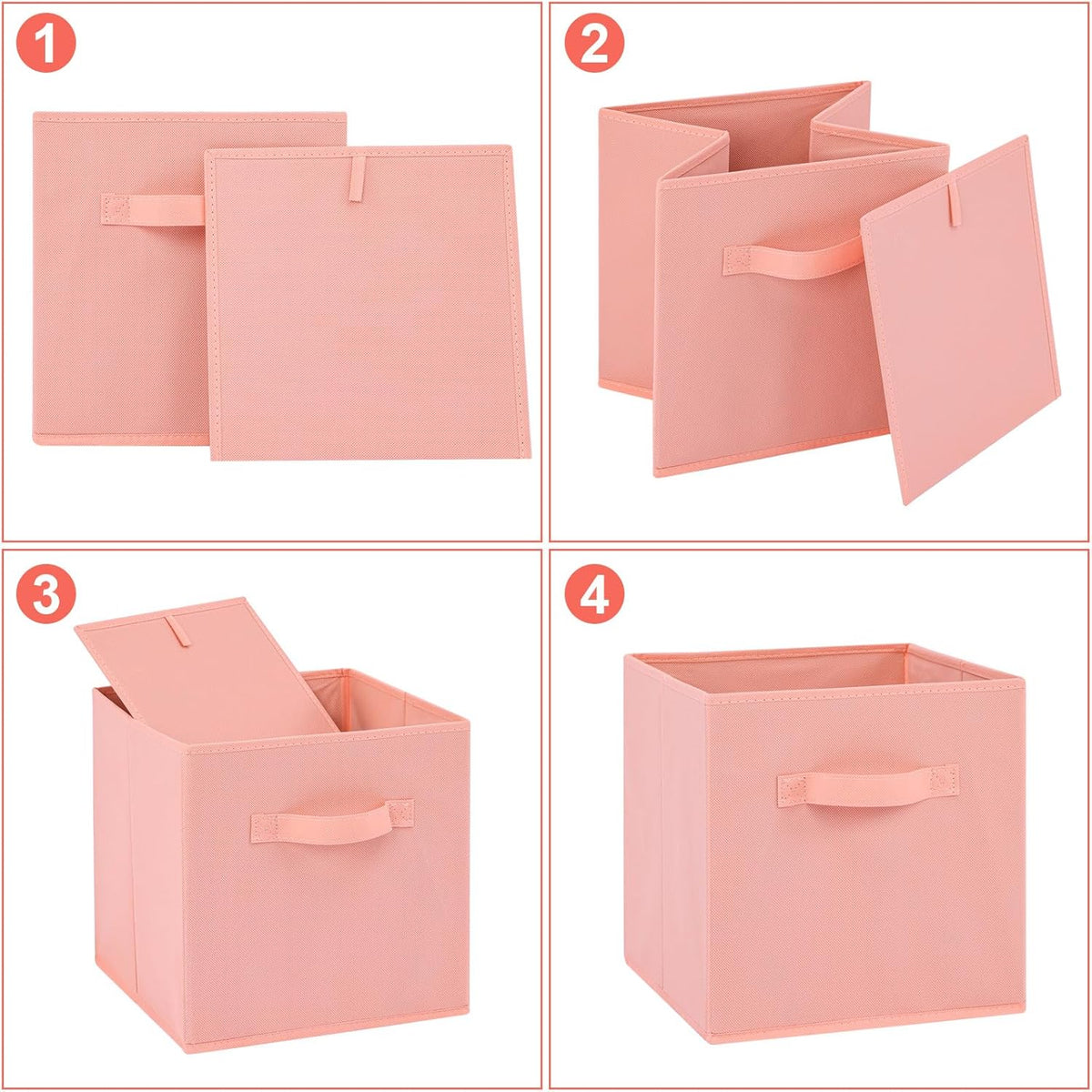 Stero Fabric Storage Bins 6 Pack Fun Colored Durable Storage Cubes with Handles Foldable Cube