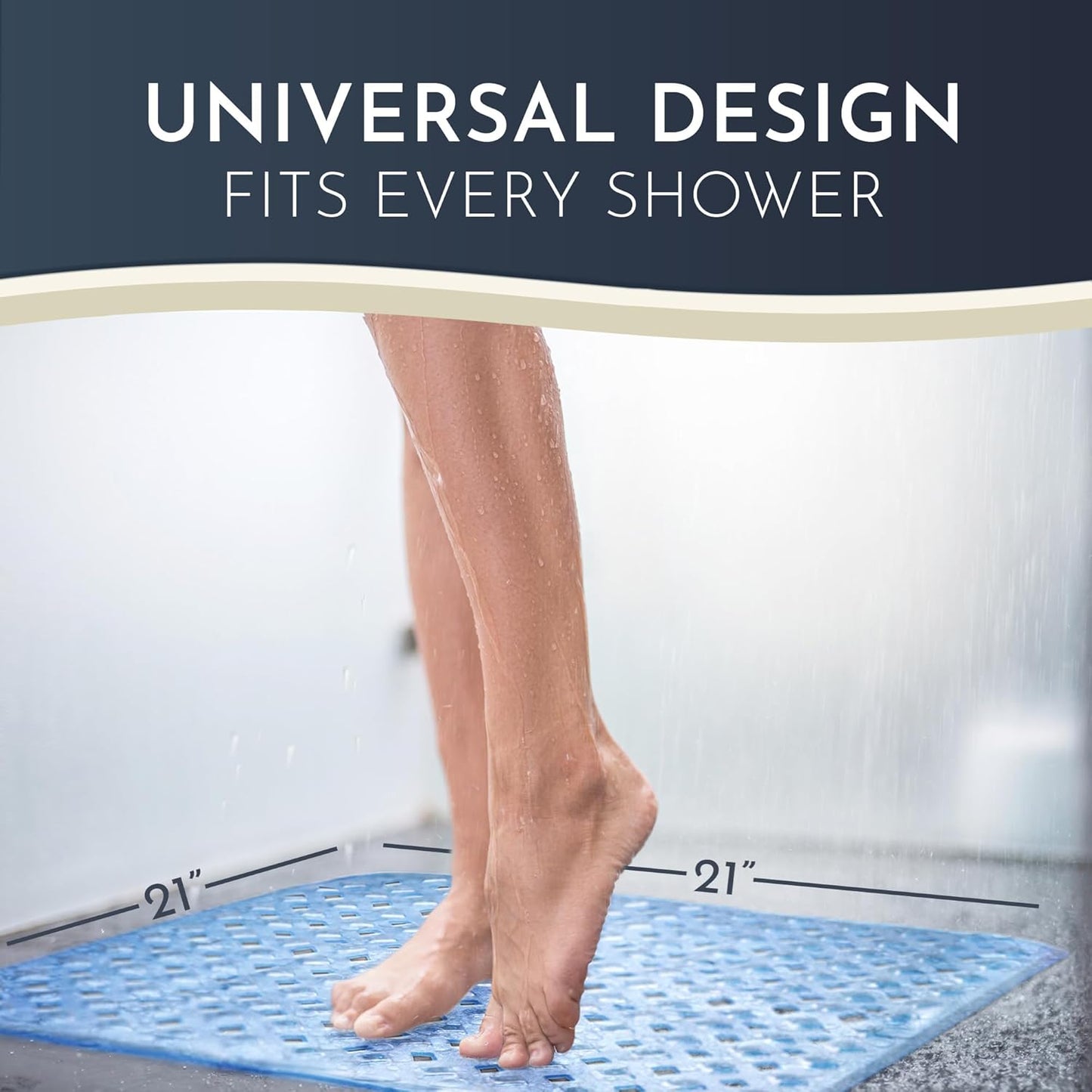 Homerella Anti Slip Shower Mat | Anti Mold Non Slip Bathtub Mat for Inside Shower | Square Floor