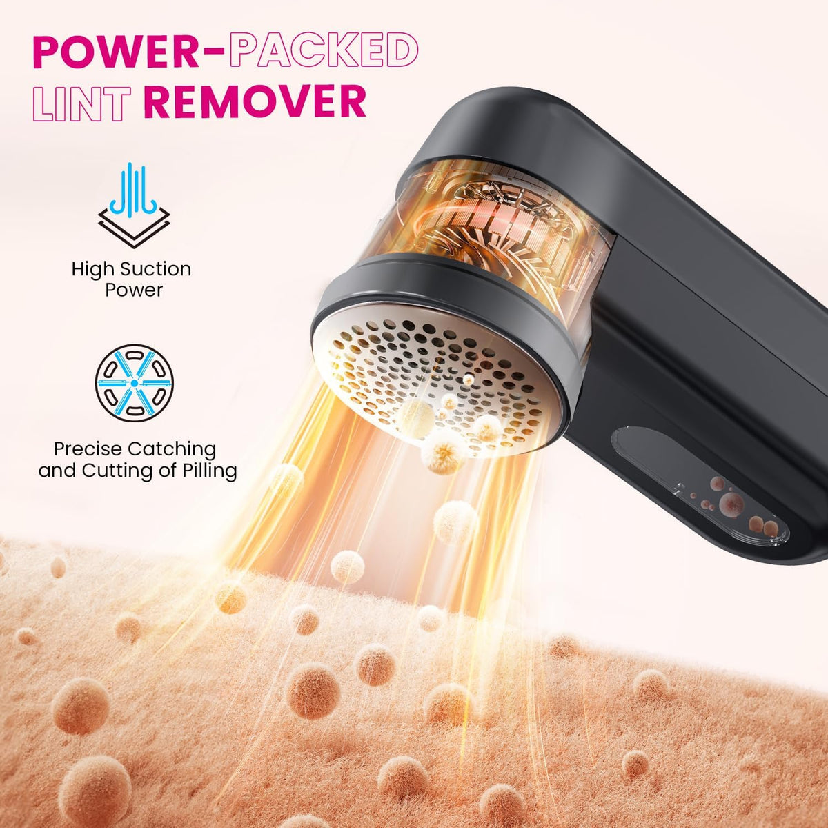 Fabric Shaver, Ziitty Lint Remover for Clothes, Type-C Rechargeable Lint Shaver with LCD Display &