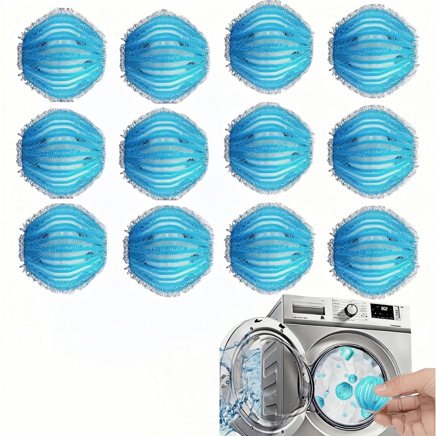 12 PCS Pet Hair Remover for Laundry & Dryer, Reusable Laundry Lint Catcher, Dog Hair Remover Tool