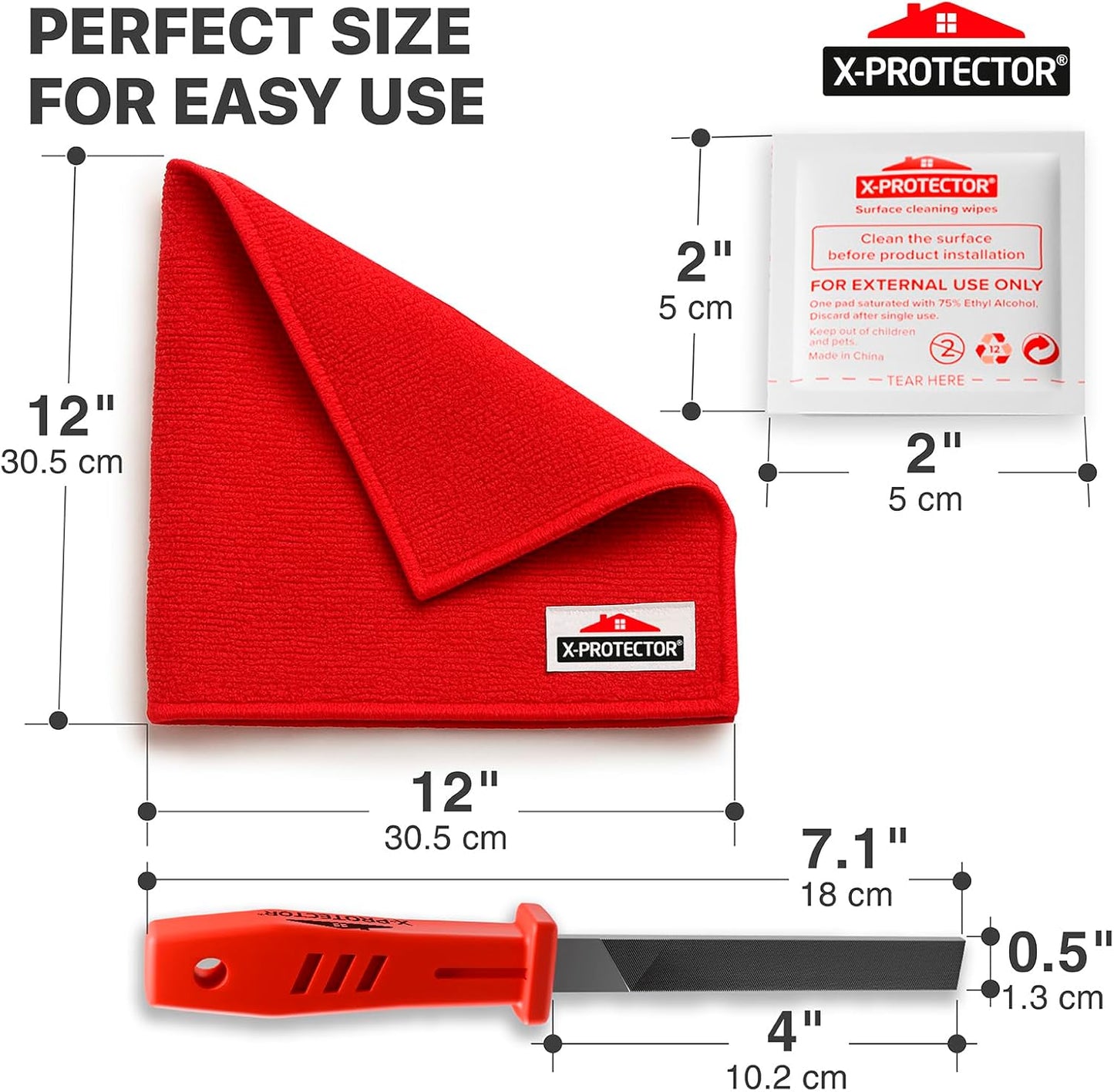 X-Protector Furniture Pads Preparation Set - Includes Metal File, Microfiber Cloth & 20 Cleaning