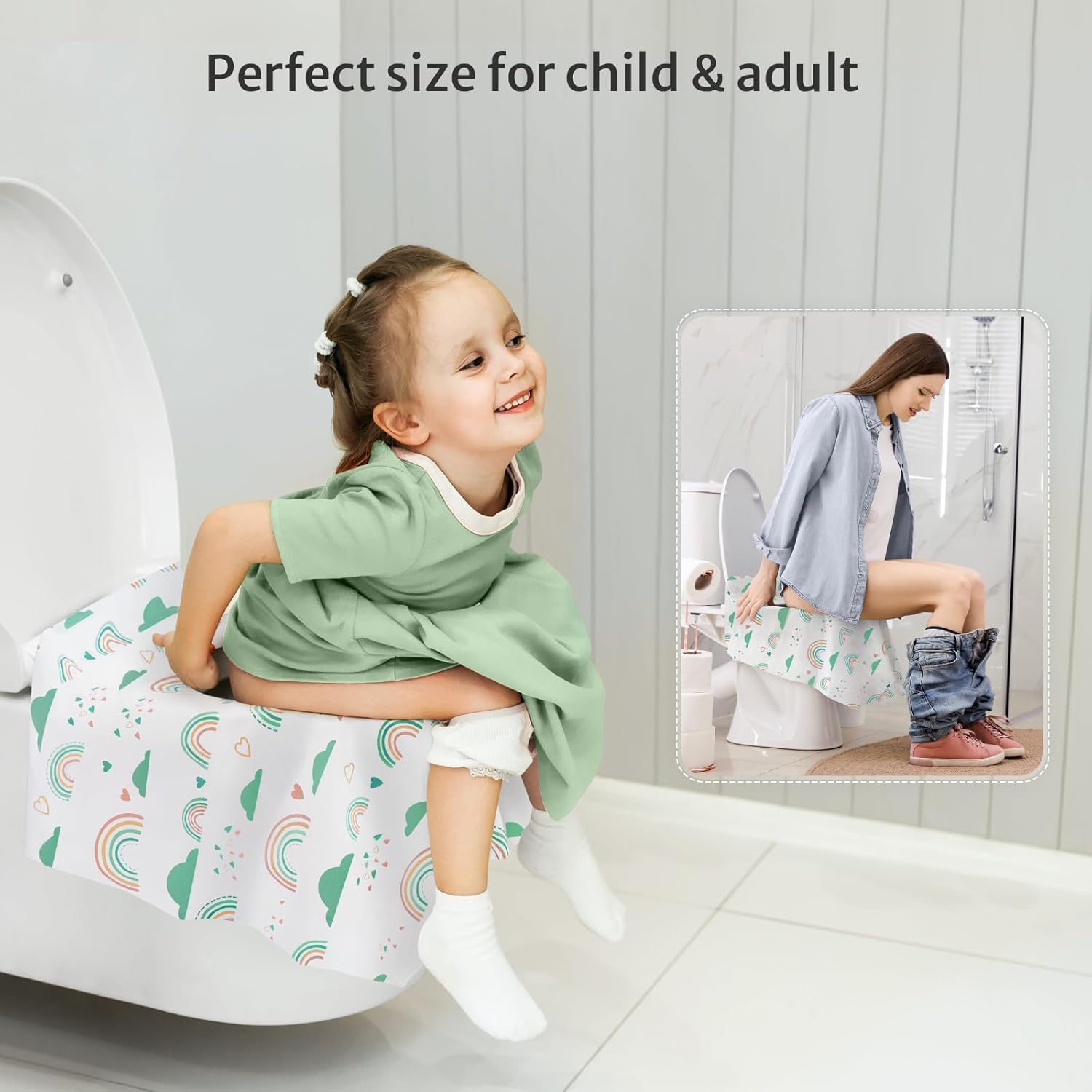 Blissful Diary 30 Pcs Toilet Seat Covers Disposable for Toddlers & Adults, Extra Large Waterproof