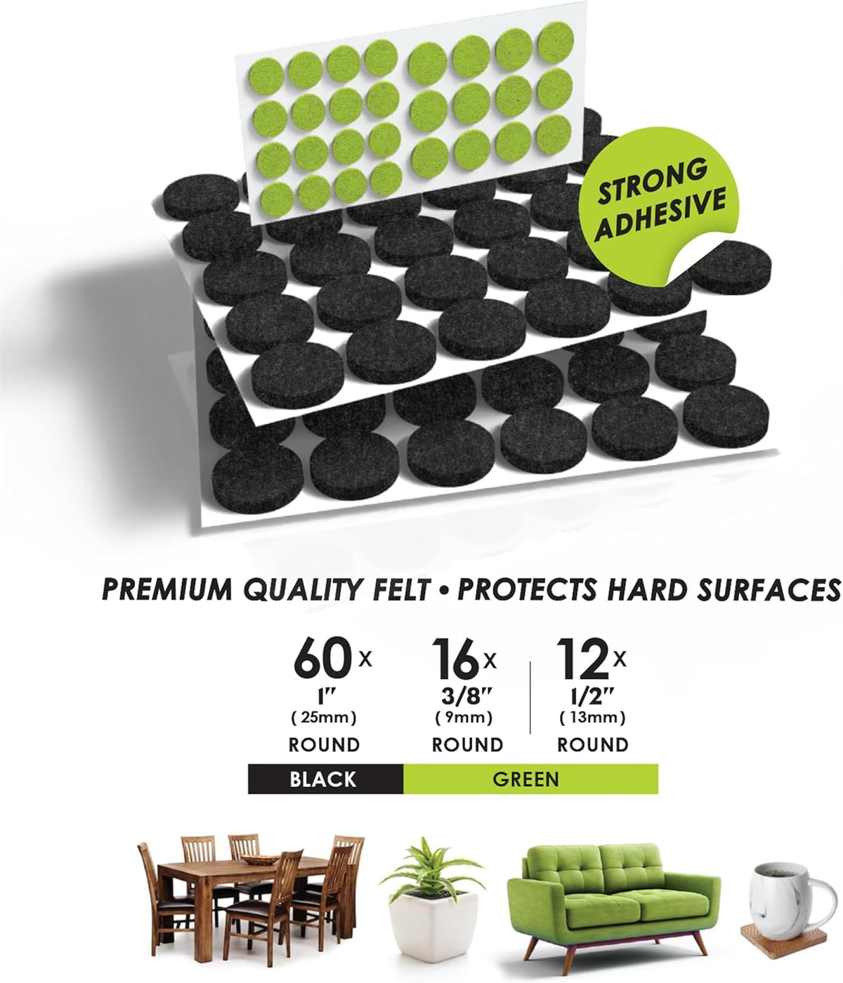 Slipstick Gorilla Felt 1 Inch Furniture Pads (88 Piece Combo) Premium Furniture Pads & Chair Leg