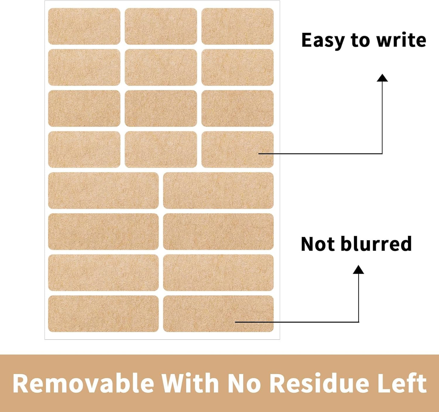 Kraft Label Stickers Removable Writable Gift Labels, Self-Adhesive Brown Labels for Essential Oil