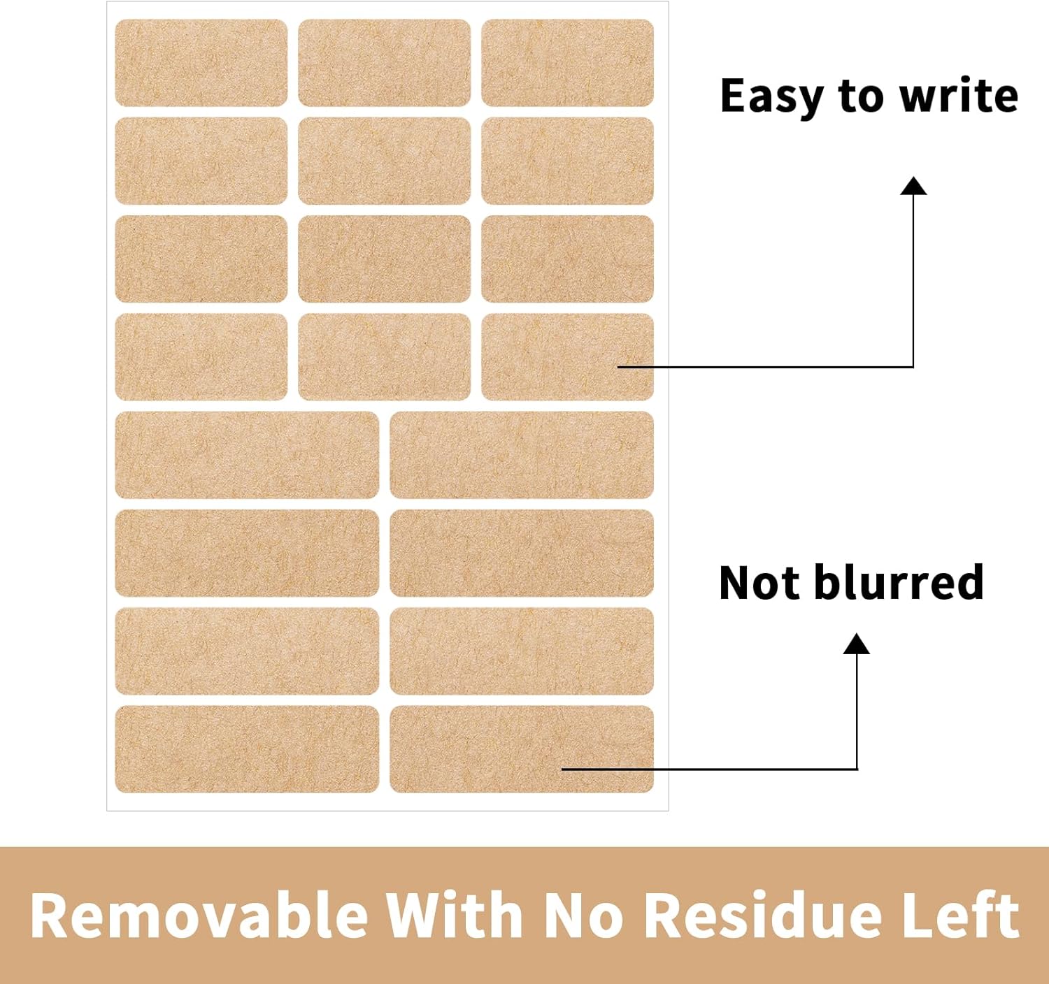 Kraft Label Stickers Removable Writable Gift Labels, Self-Adhesive Brown Labels for Essential Oil