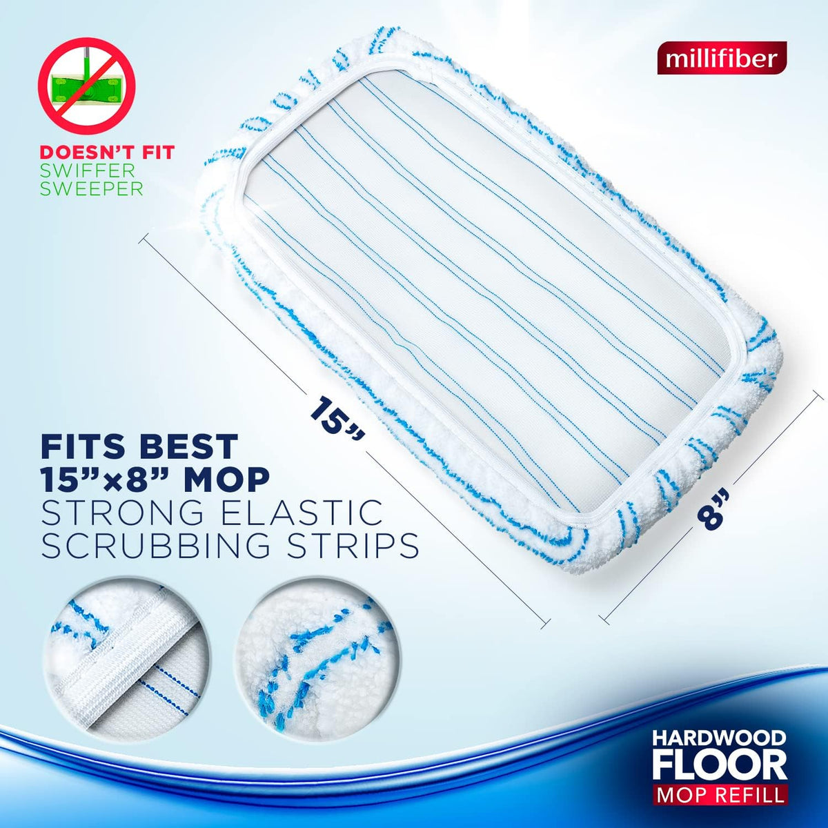 Microfiber Mop Refills 15x8 Inches, 3-Pack (Mop is Not Included)
