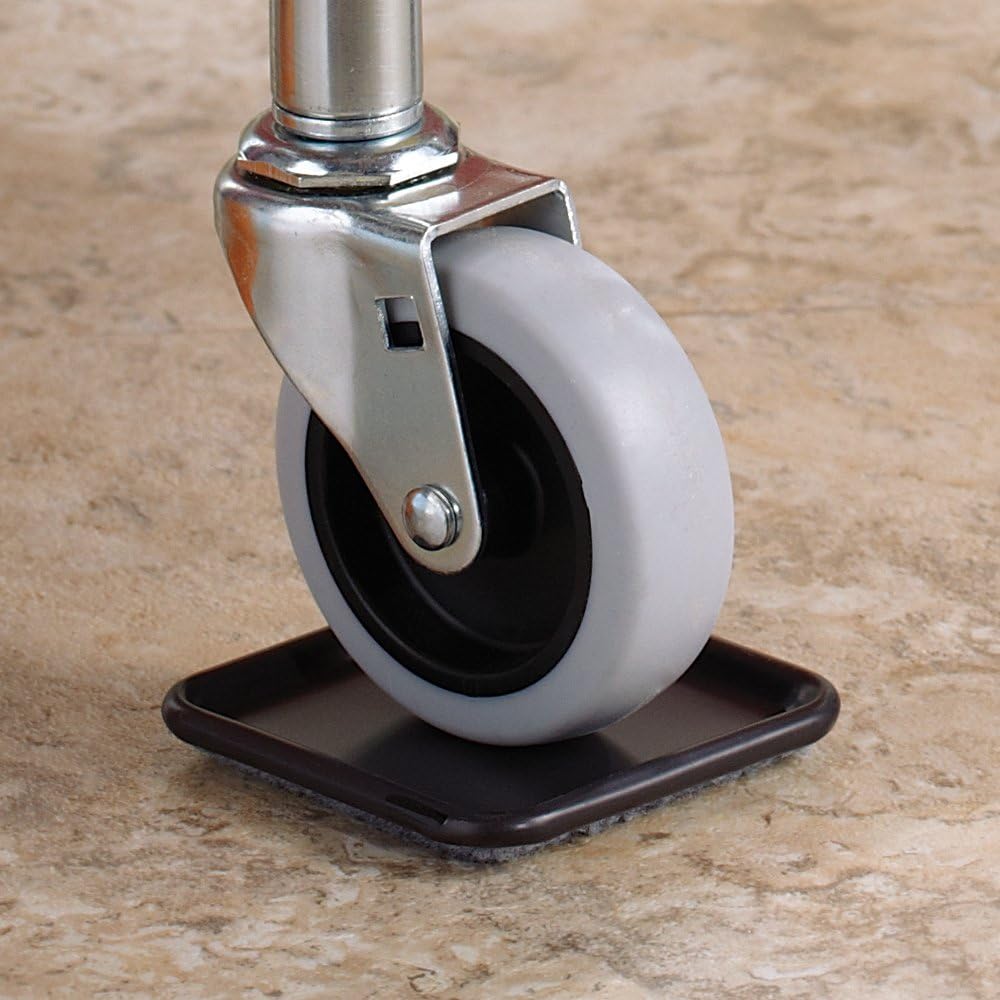 SoftTouch 2 1/2" Square Reusable Carpet Bottom Furniture Caster Cups to Protect Hardwood, Tile or