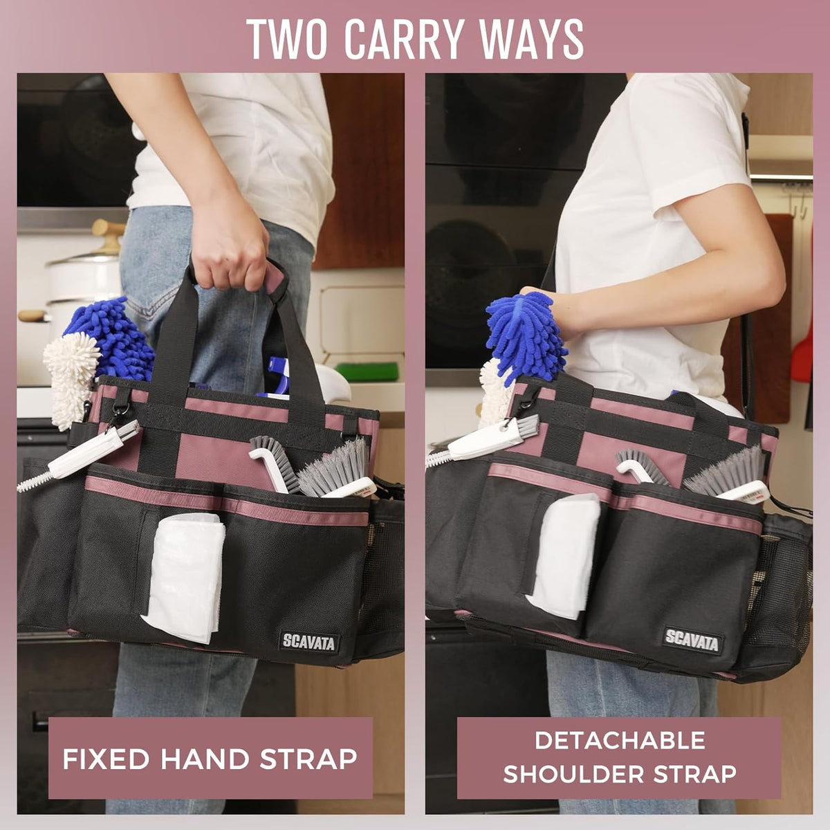 Compact Wearable Cleaning Caddy, Small Cleaning Caddy Supplies Organizer with Handle & Shoulder