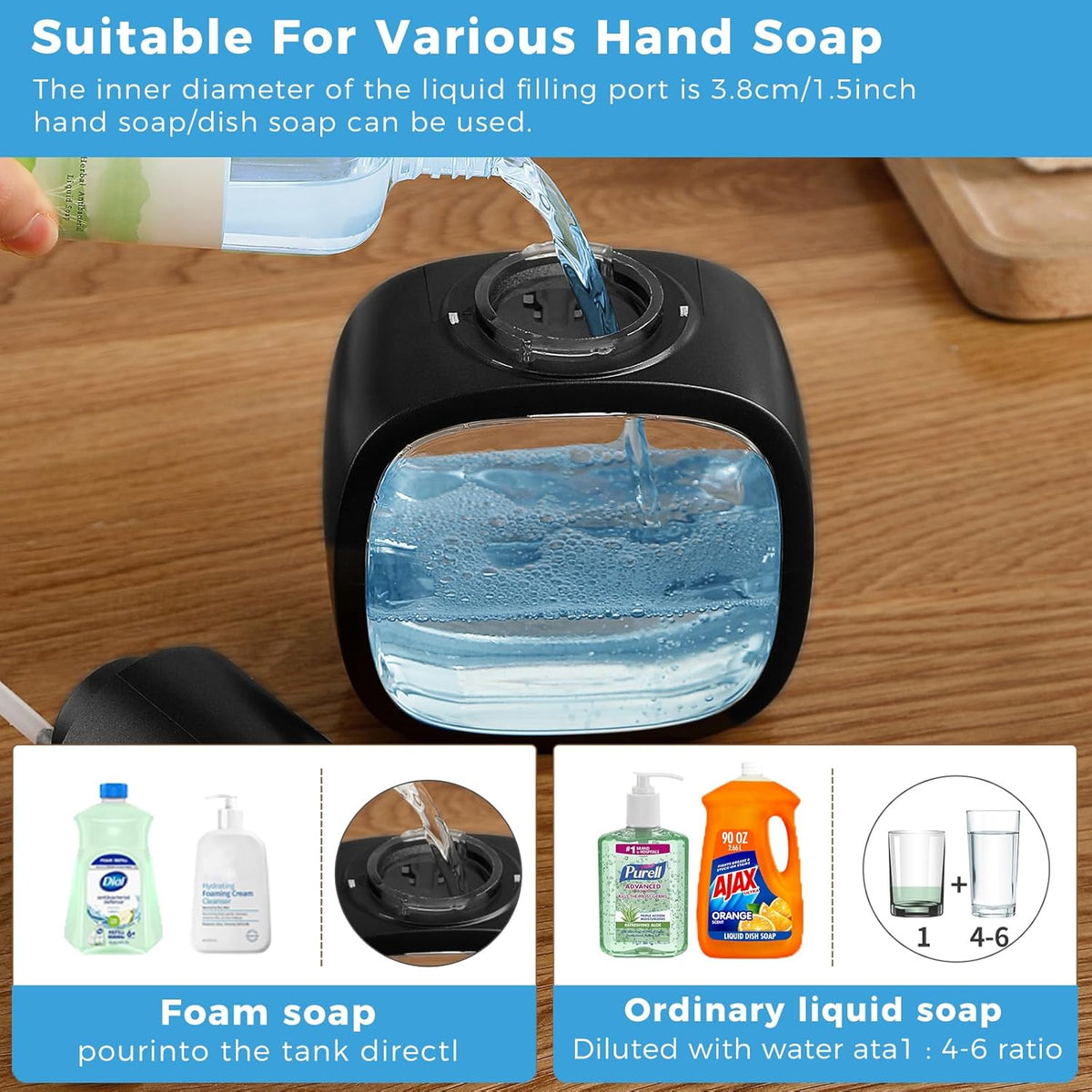 Automatic Foaming Soap Dispenser, 17oz/500ml Touchless Rechargeable with 4-Level Adjustable & IPX5