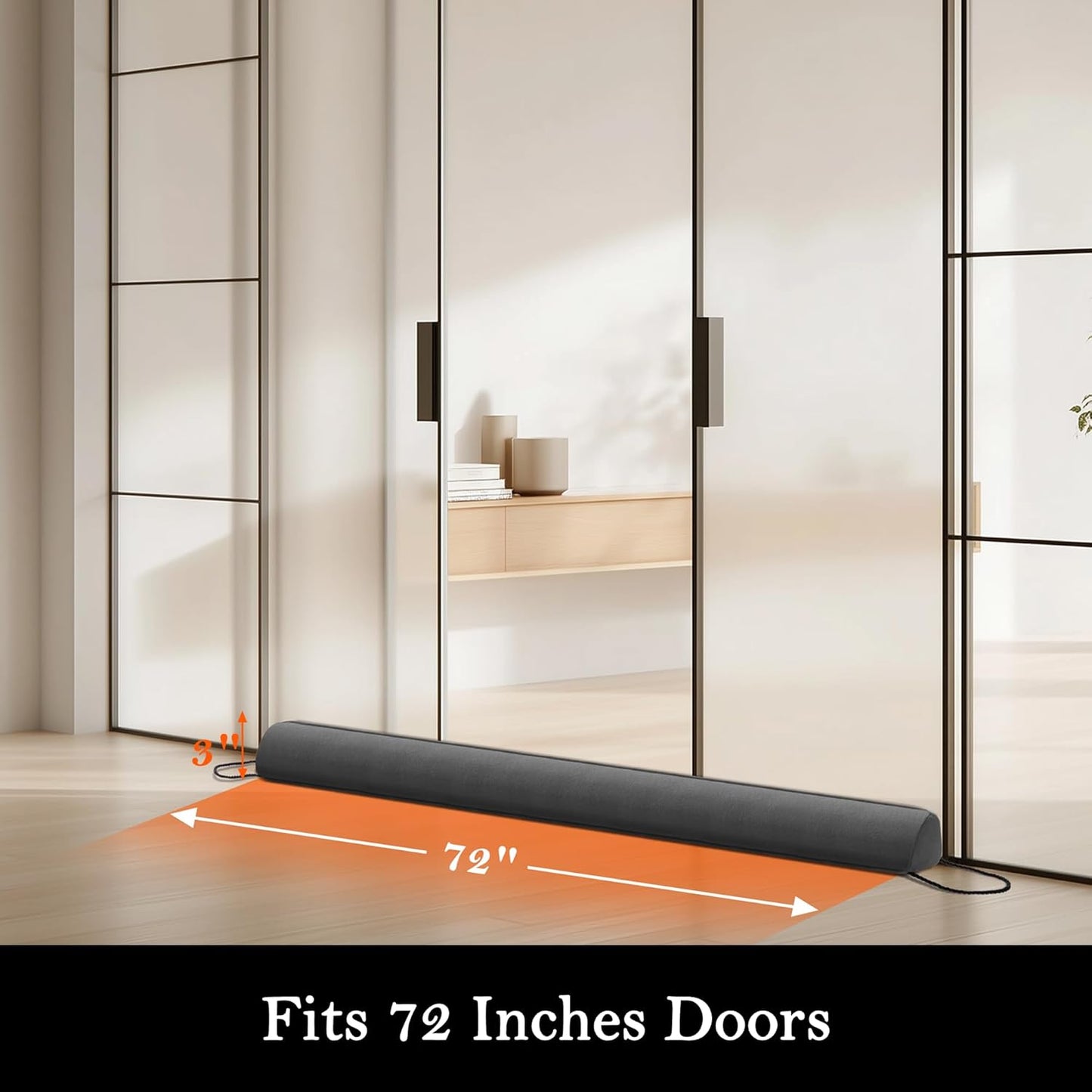 Sunolga 72" Door Draft Stopper Blocks Hot and Cold Air with Removable Washable Cover for Gaps Up to