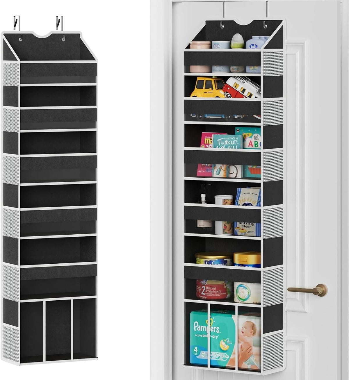 Over The Door Organizer Storage - 50lb Heavy Duty 6 Shelf Over Door Organizer Hanging Space Saving