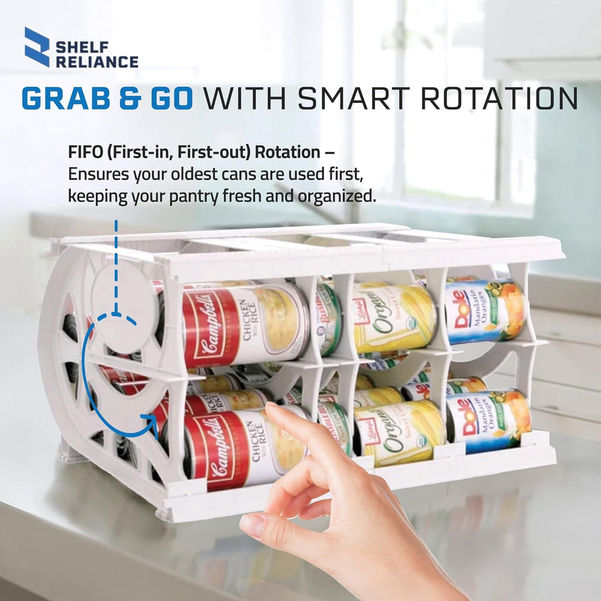 Shelf Reliance Cansolidator Pantry - 1-Pack Can Organizer for Pantry, Stackable Soda Can Storage