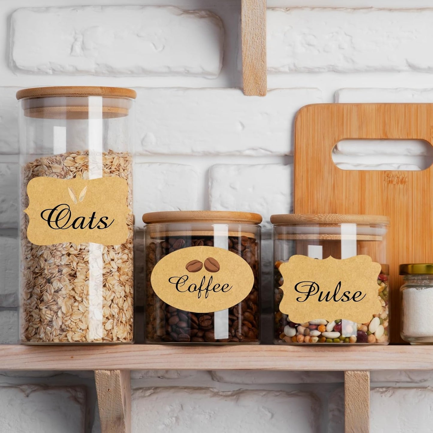 Kraft Labels Stickers, 250 PCS 3" x 2" Fancy Shape Stickers Labels for Storage Box or Food Jars