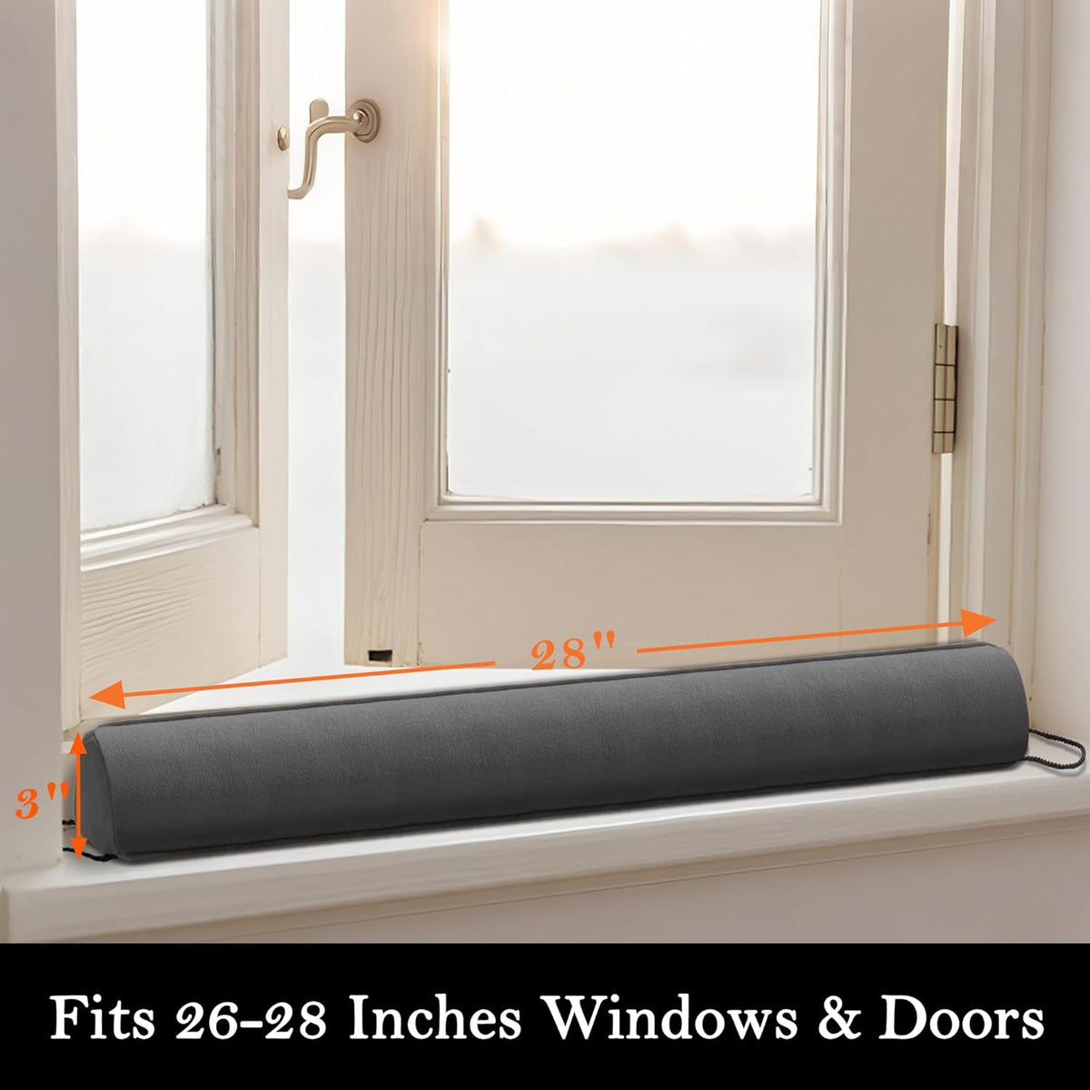 Sunolga 28" Door Draft Stopper Blocks Hot and Cold Air with Removable Washable Cover for Gaps Up to